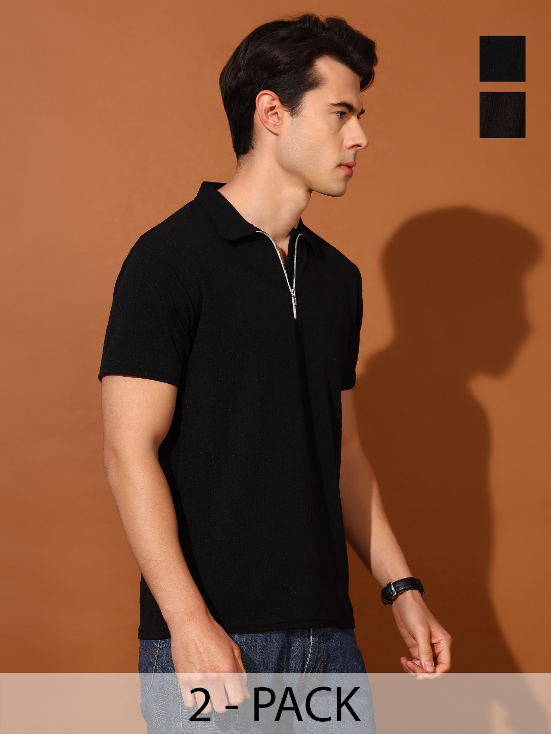 

Christy World Men 2 Polo Collar Pockets T-shirt, Multi