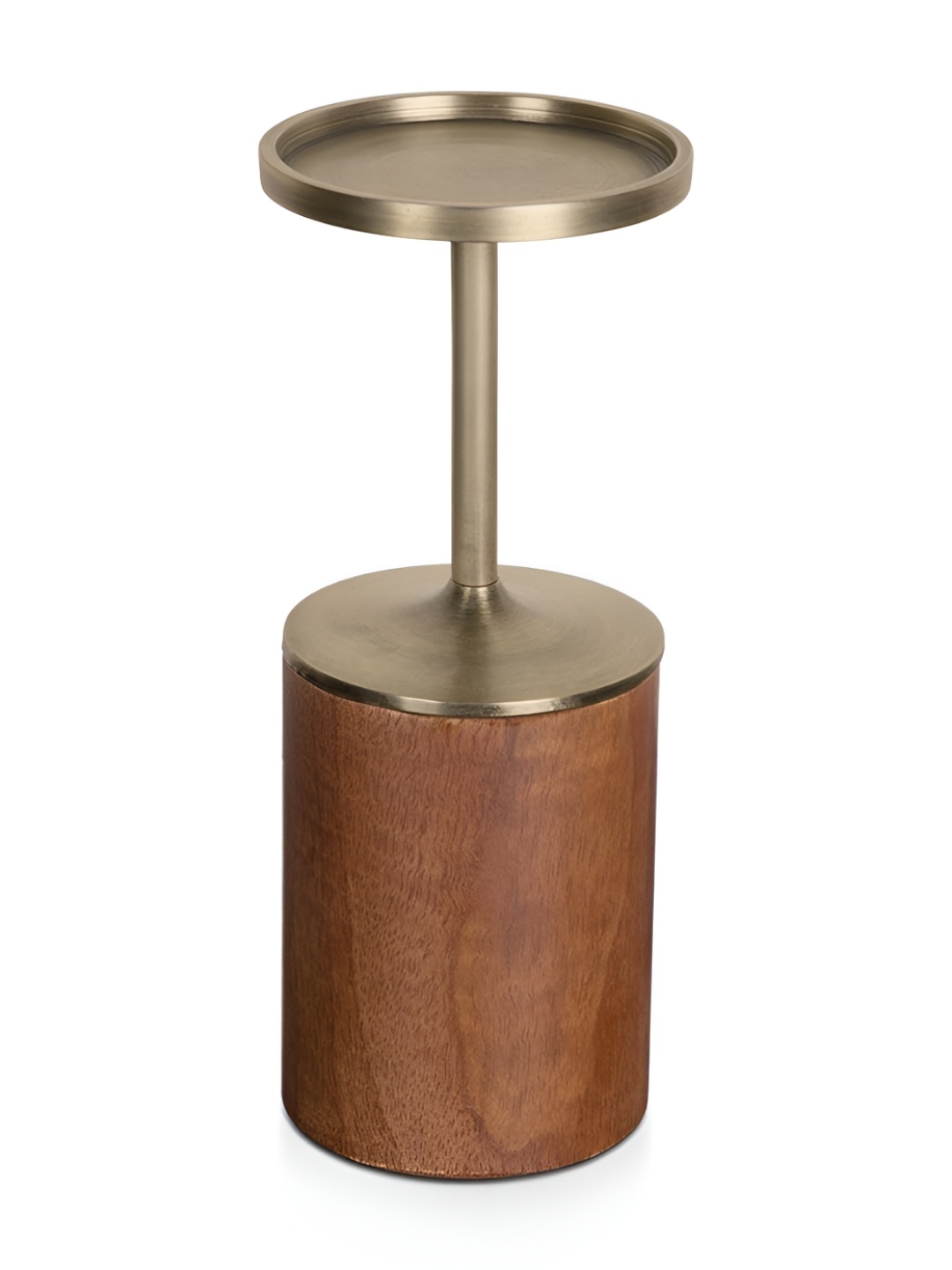 

IAAH Gold-Toned & Brown Metal & Wooden Candle Holder