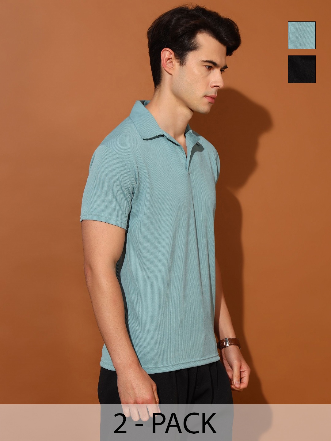 

Christy World Men 2 Polo Collar Pockets T-shirt, Multi