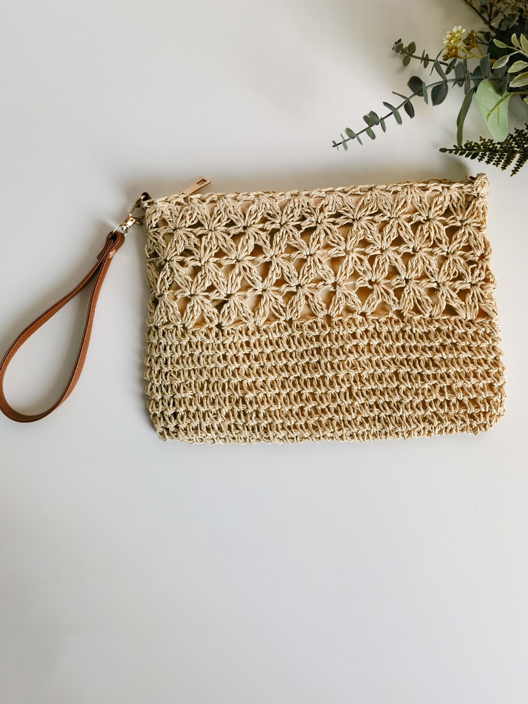

DressBerry Textured Structured Sling Bag with Cut Work, Off white