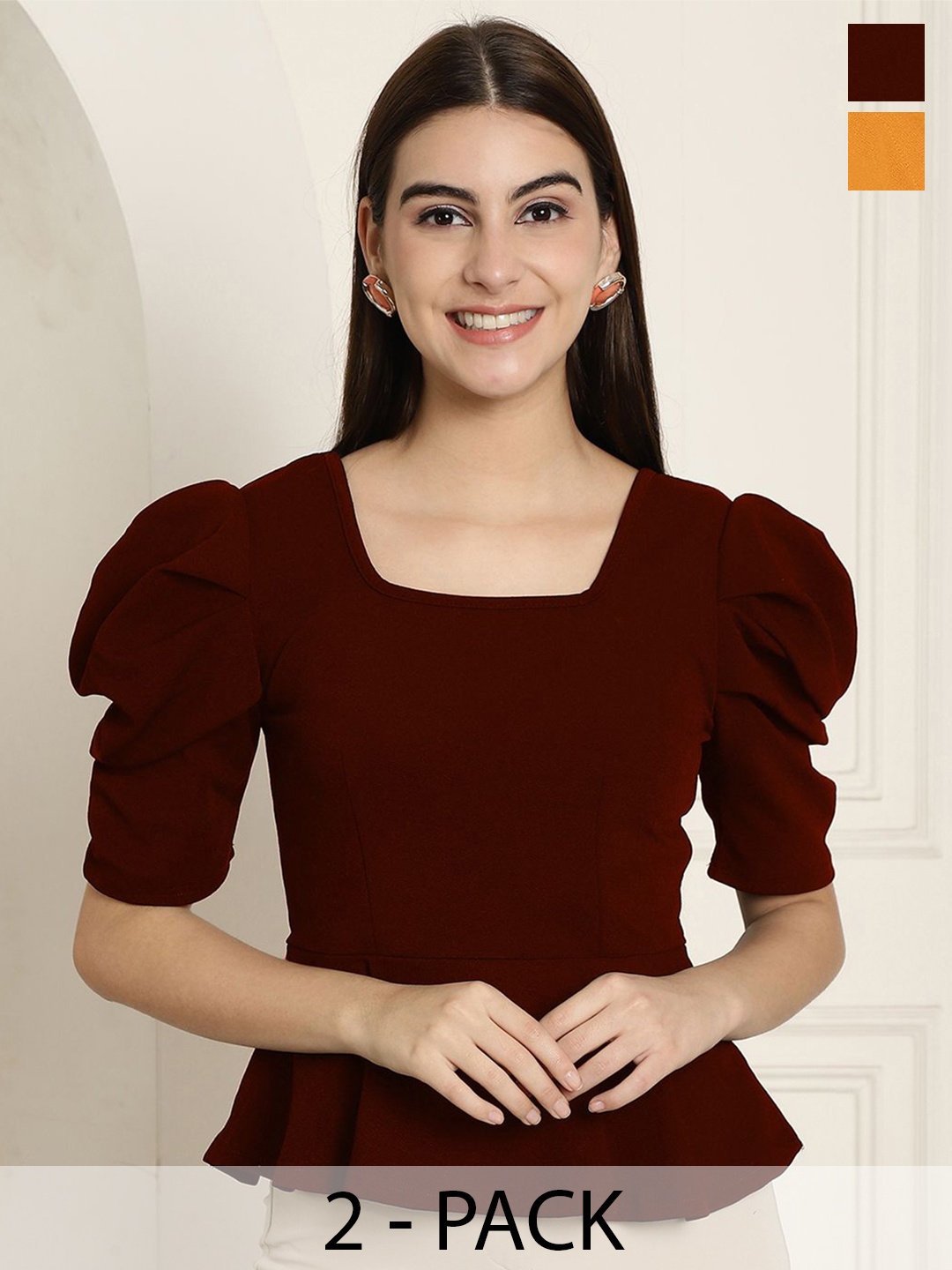 

Tromko Women Pack Of 2 Peplum Top, Multi