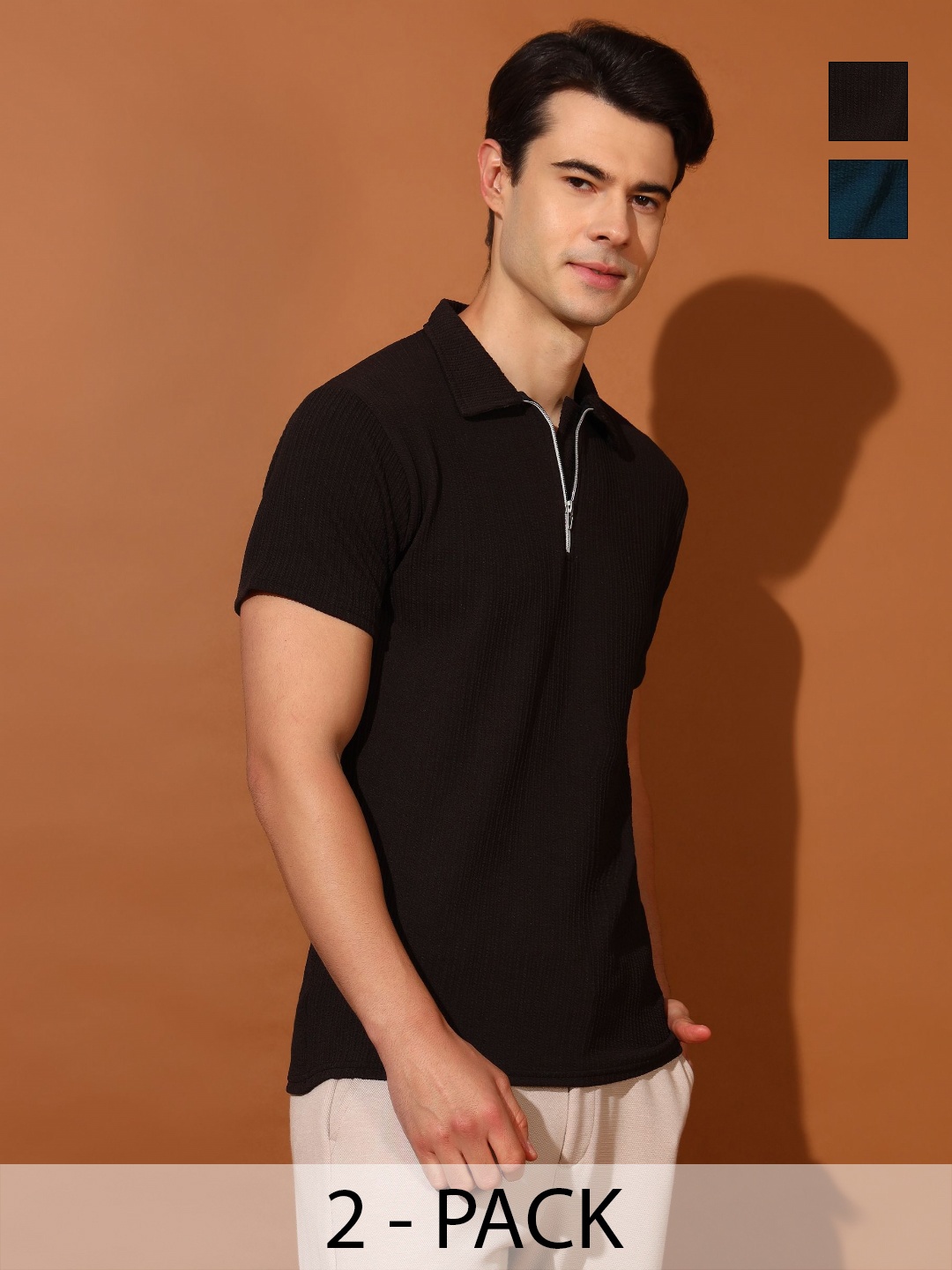 

Christy World Men 2 Polo Collar Pockets T-shirt, Multi