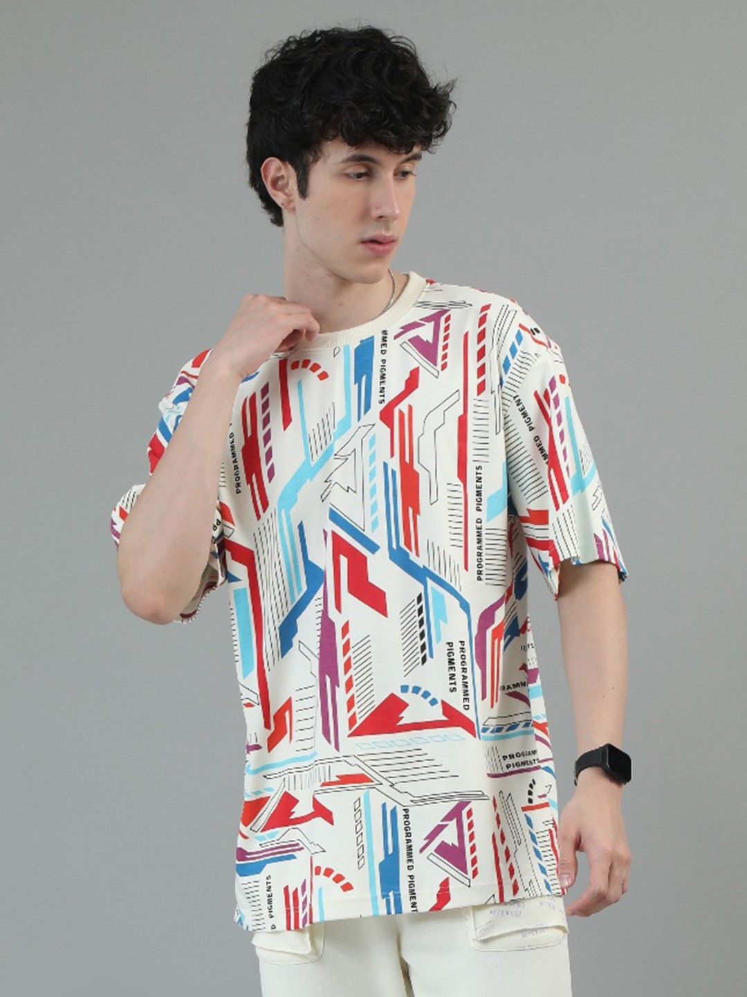 

ANML Men Printed T-shirt, Cream