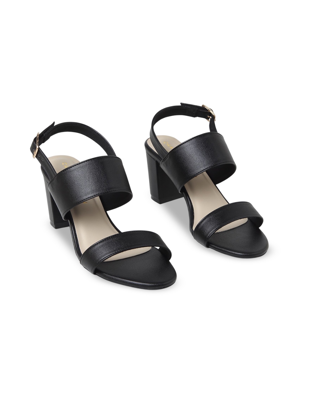 

CHAAL CHALAN PU Work Block Sandals with Buckles, Black