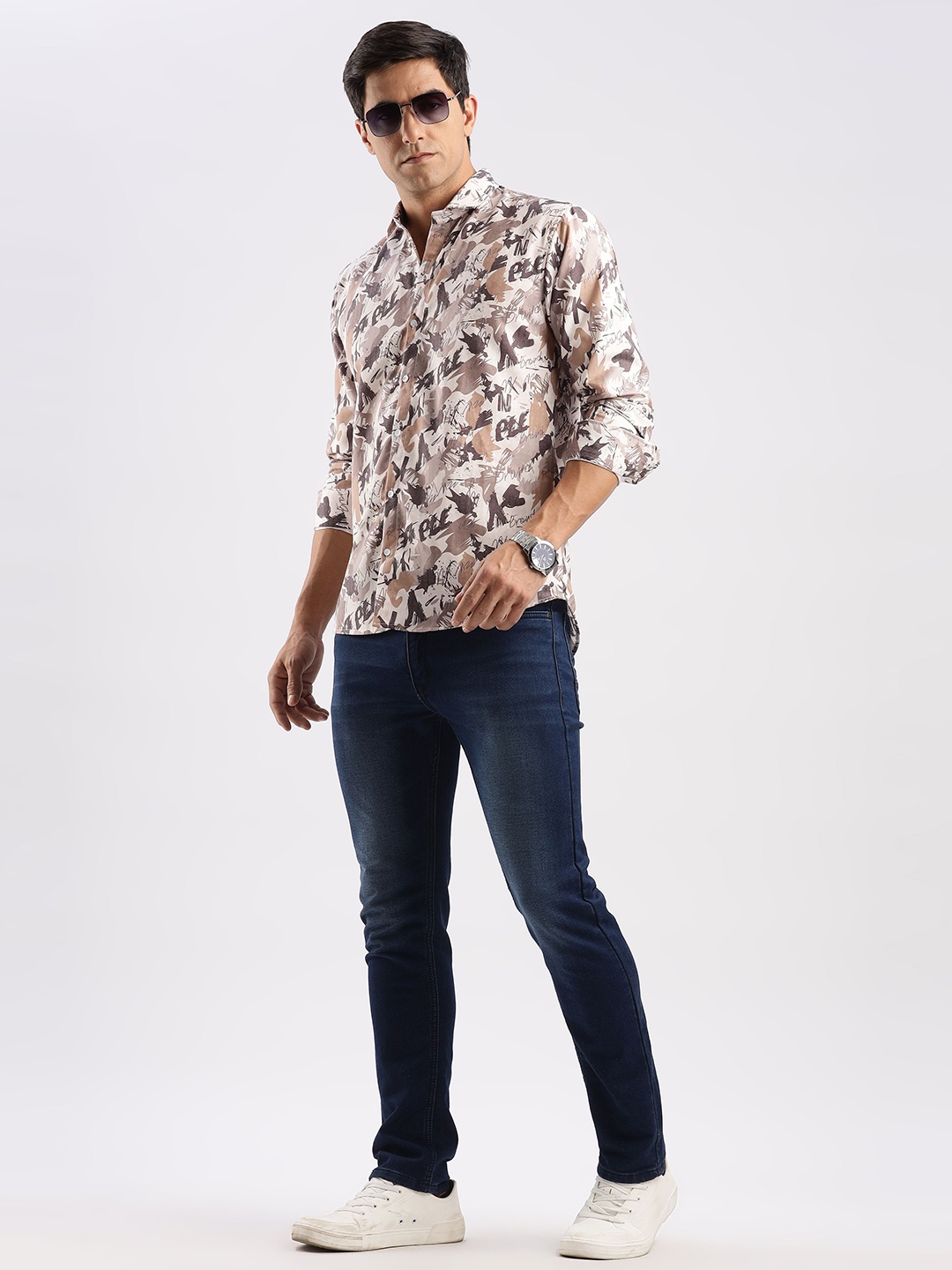 

RICH & ROMAN Men Classic Opaque Printed Semiformal Shirt, Orange