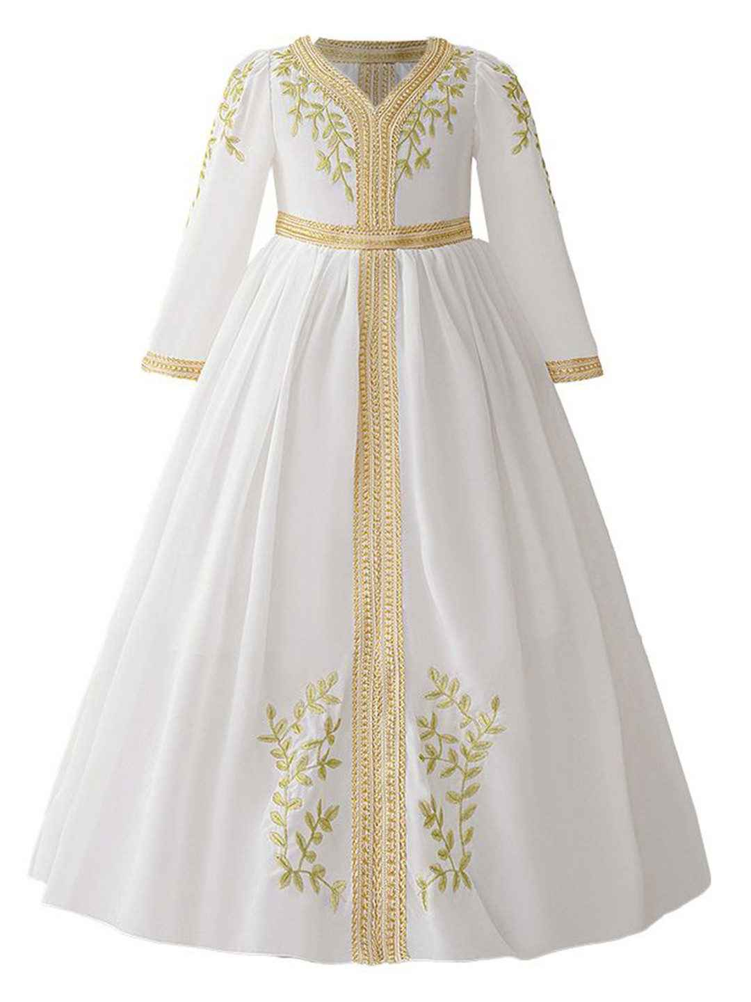 

StyleCast x Revolte Girl Ethnic Motifs Embroidered V-Neck Maxi Dress, White