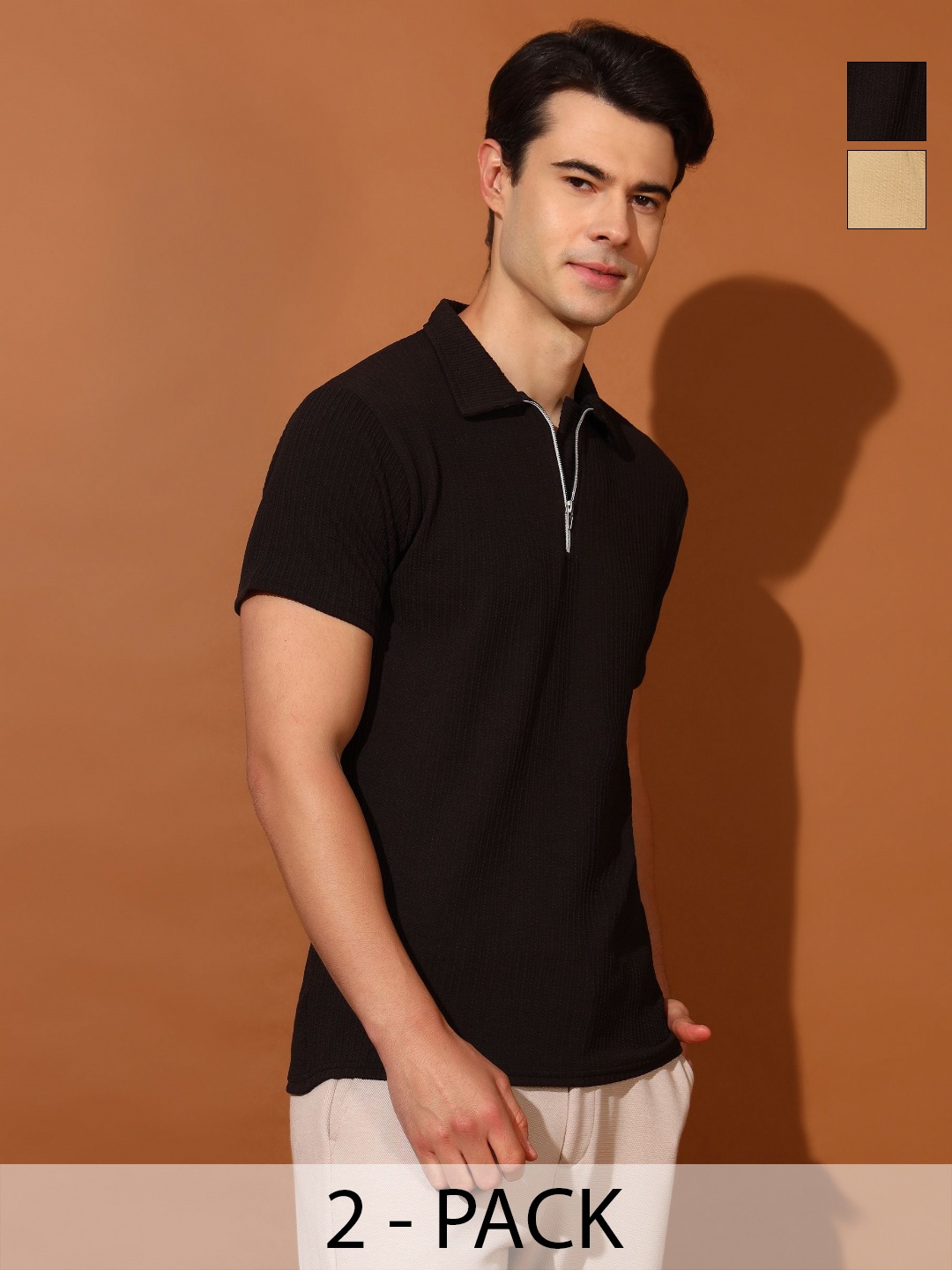 

Christy World Men 2 Polo Collar Pockets T-shirt, Multi