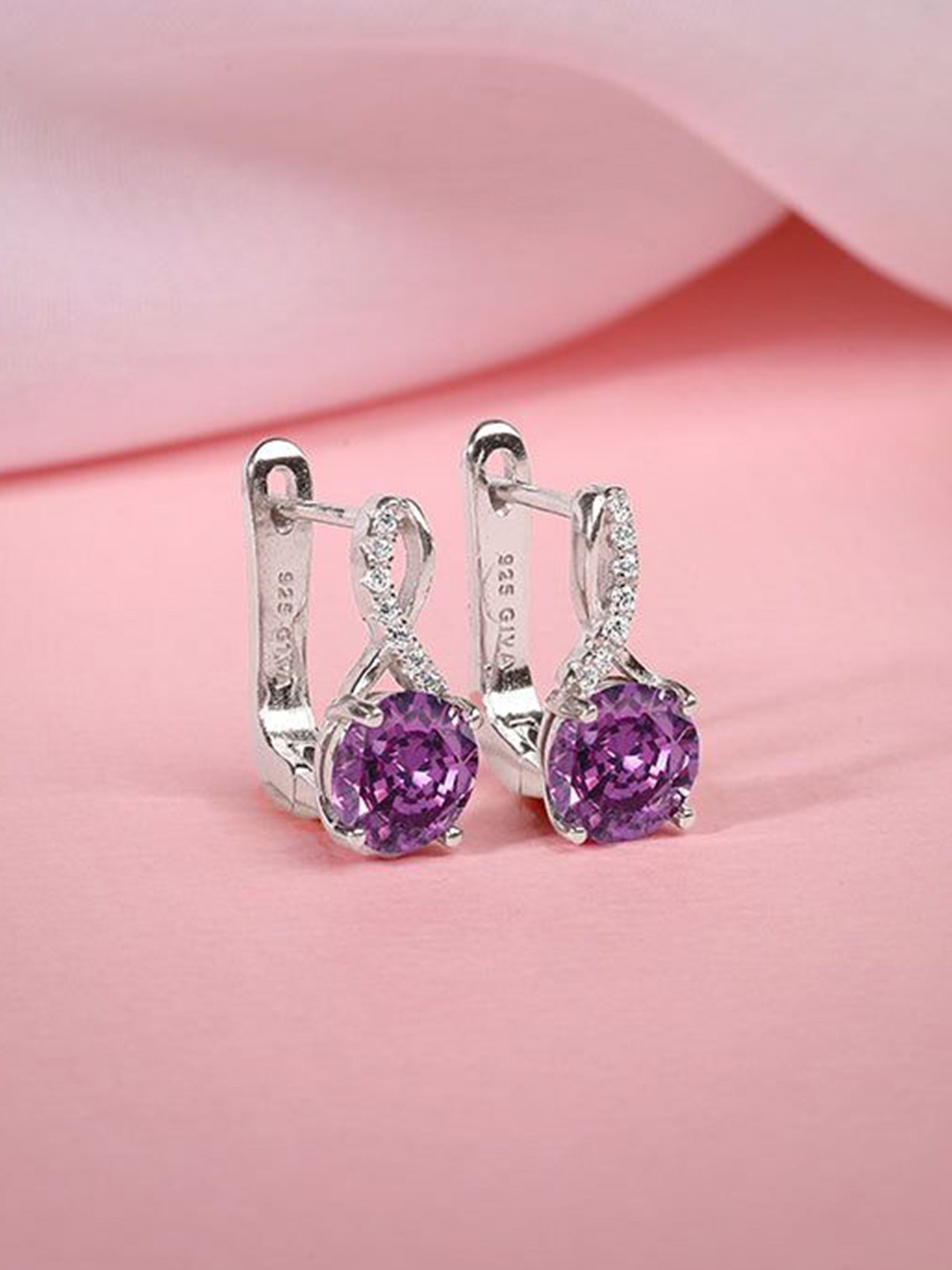 

GIVA 925 Silver Contemporary Silver-Plated Crystals Studs Earrings