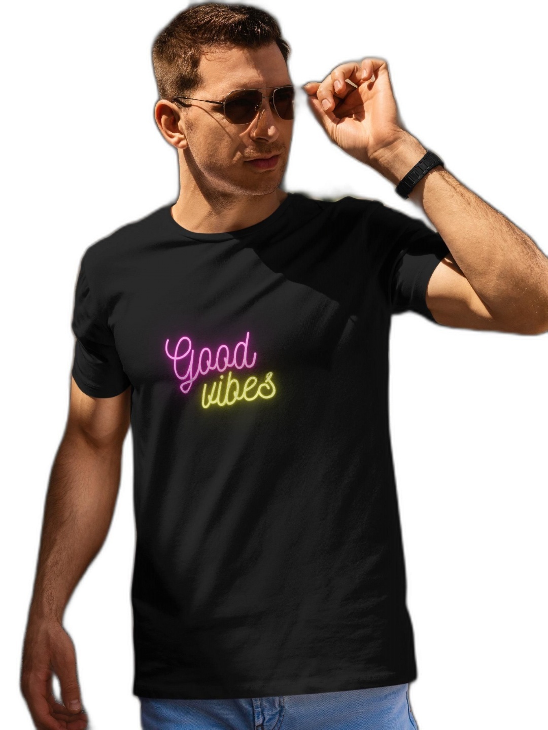 

Loraxle Men Printed Applique T-shirt, Black