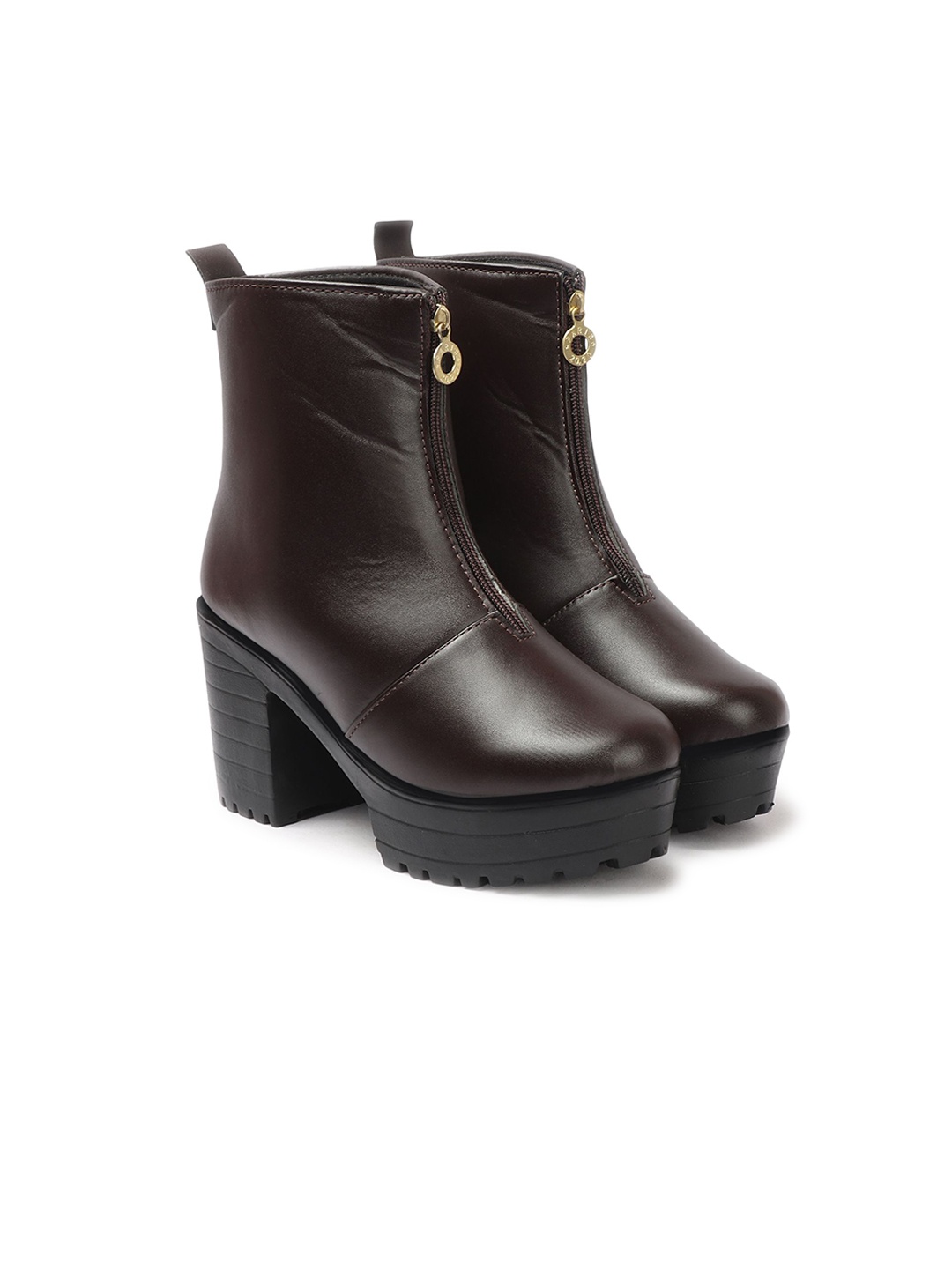 

STRASSE PARIS Women Mid-Top Ankle Length Block Heeled Boots, Brown