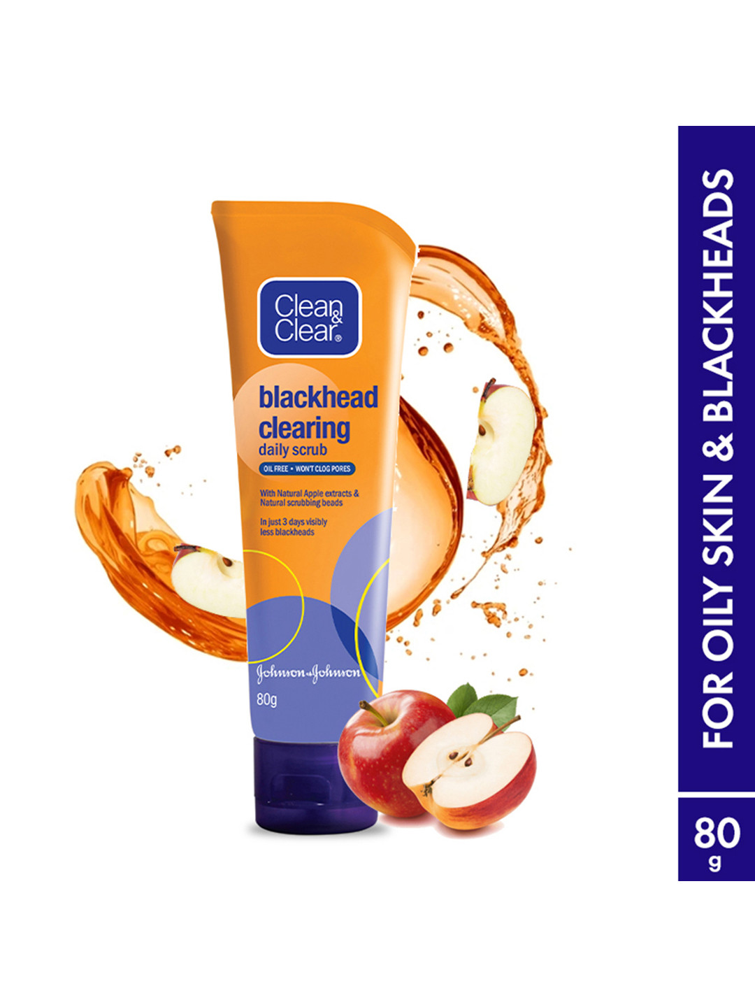 

Clean&Clear Blackhead Clearing Oil-Free Daily Scrub with Natural Apple Extracts - 80 g, Orange