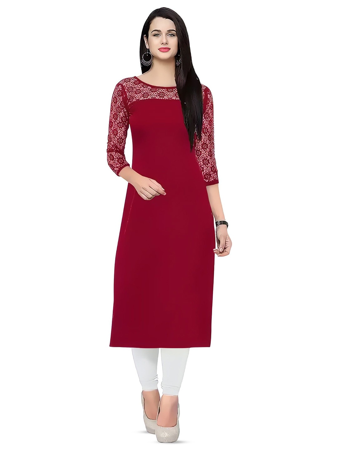 

ZELZIS A-Line Kurta, Maroon