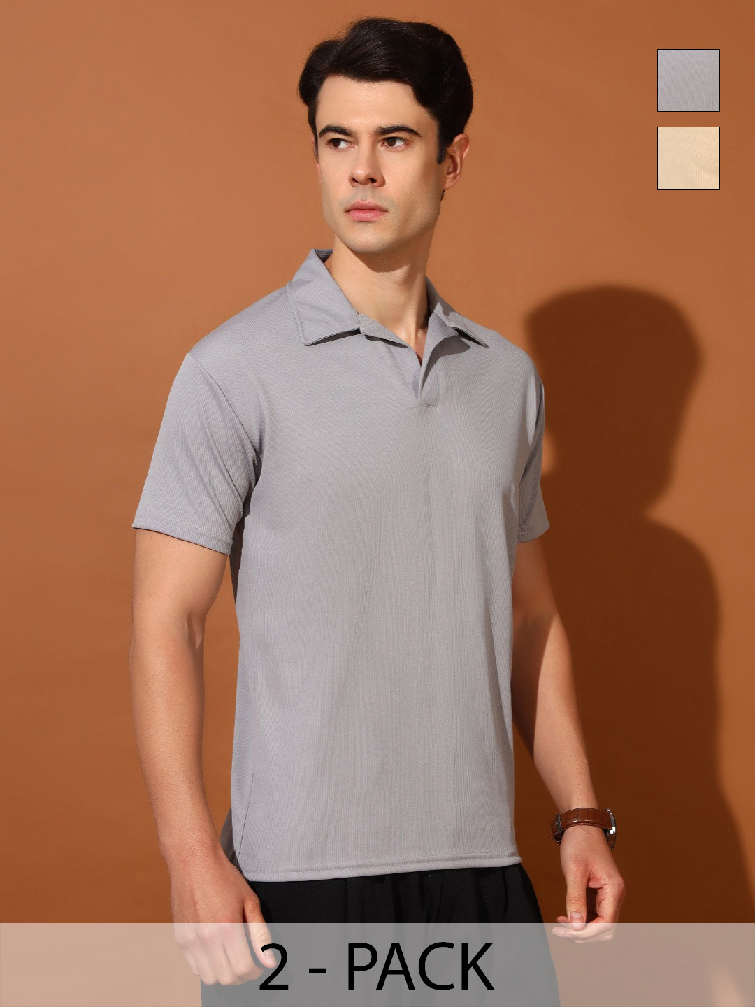

Christy World Men 2 Polo Collar Pockets T-shirt, Multi