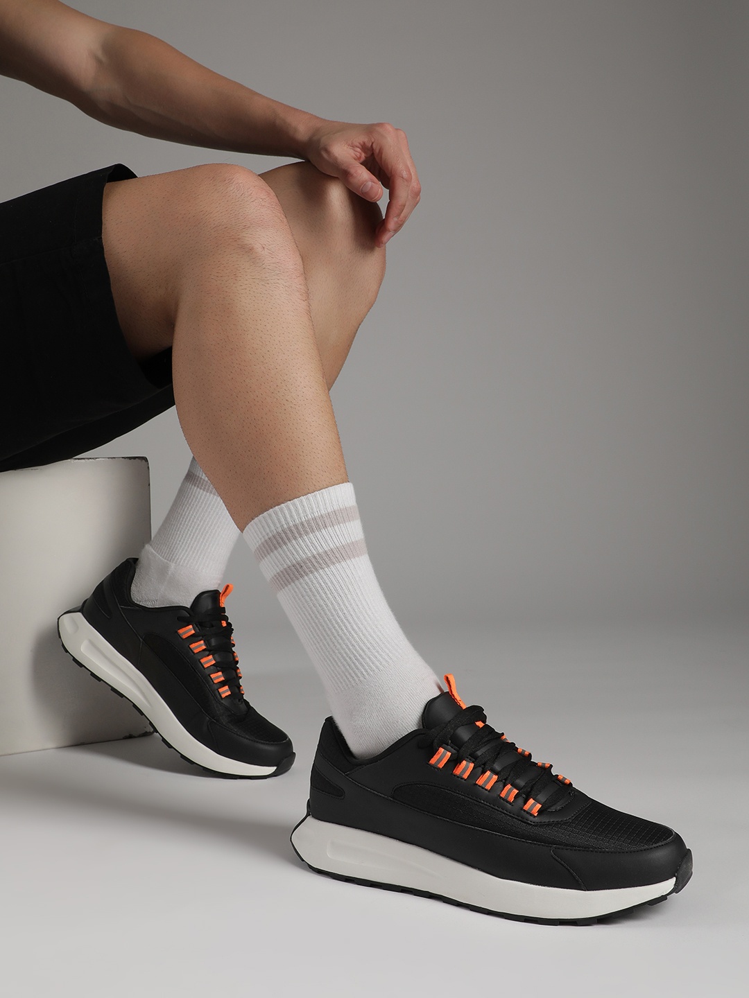 

FCUK Men Woven Design Everyday Sneakers, Black
