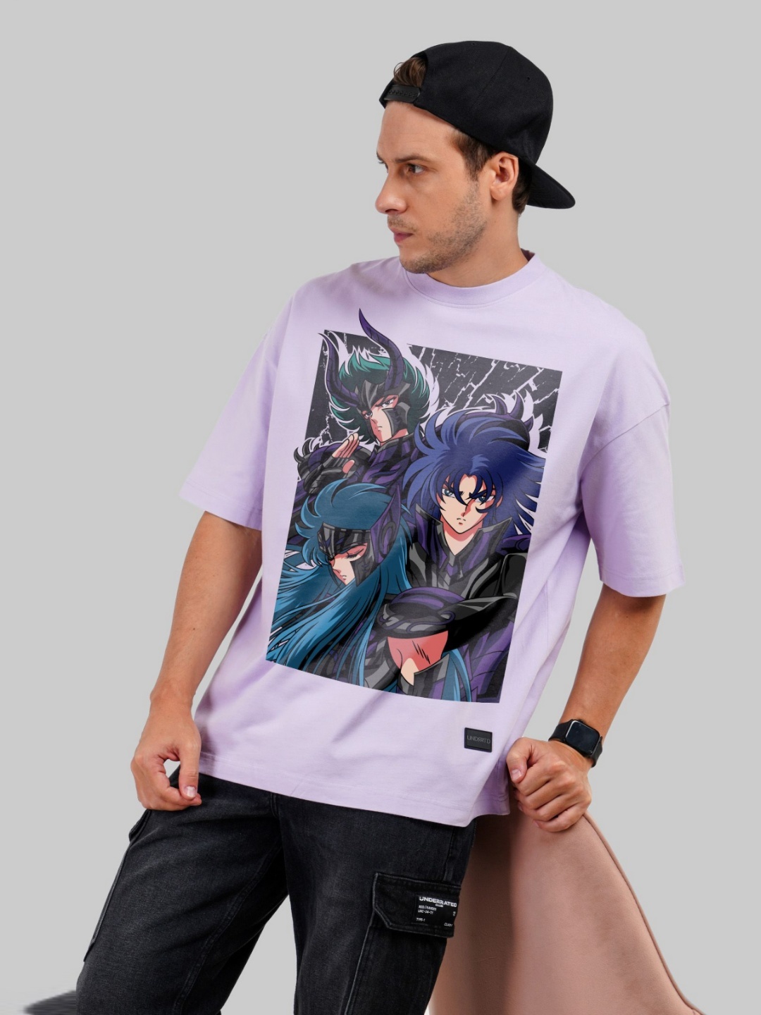 

Underrated Club Men Printed Bio Finish Applique T-shirt, Lavender