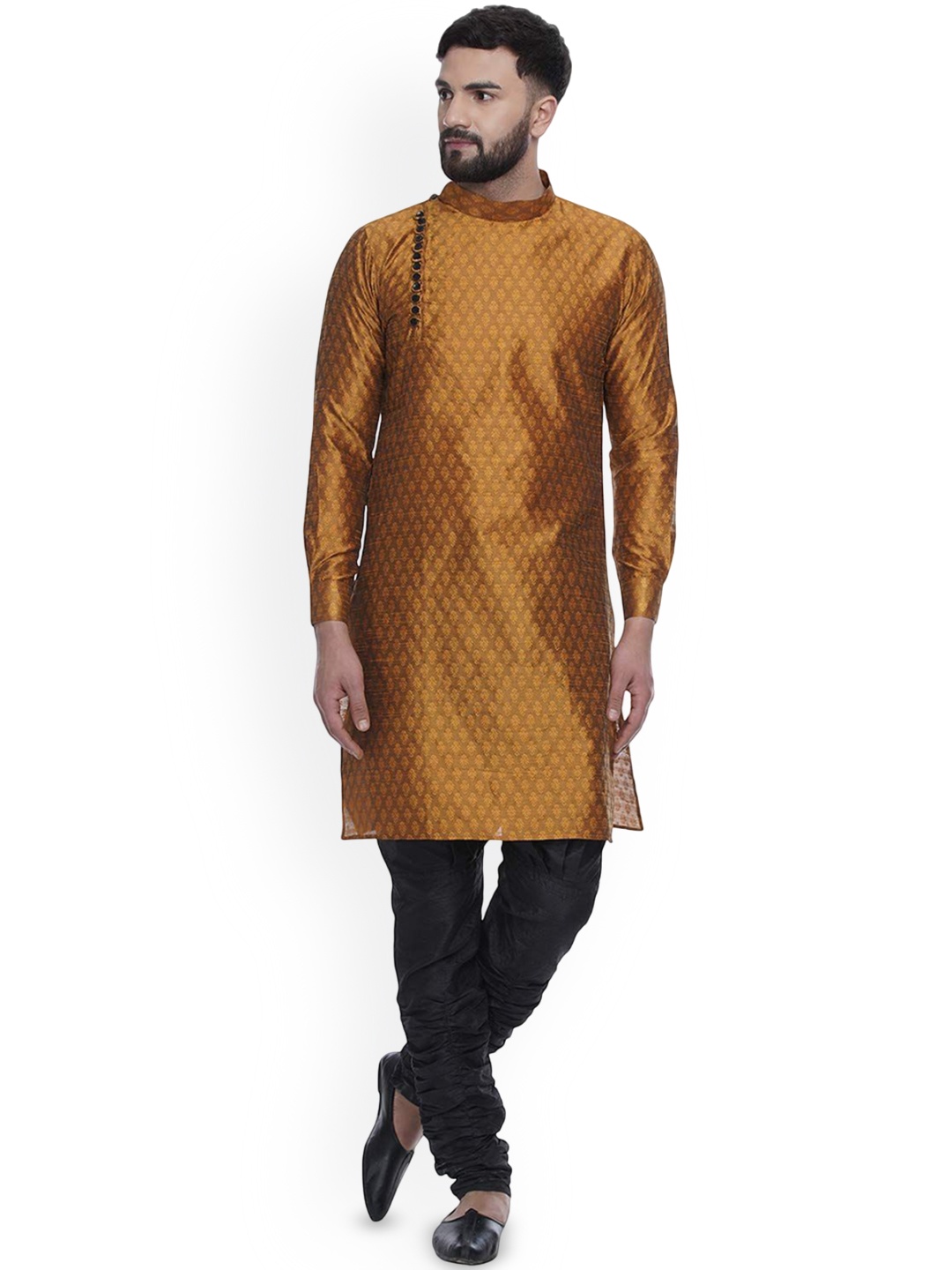 

VEERA PARIDHAAN Floral Woven Design Straight Jacquard Kurta, Brown