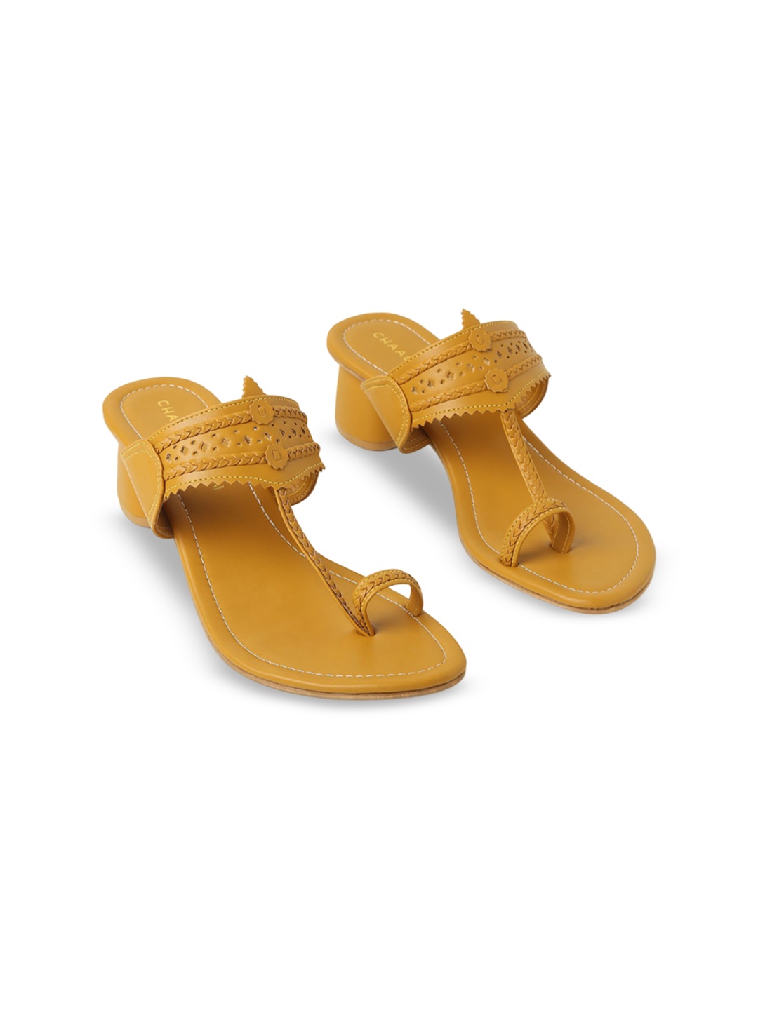 

CHAAL CHALAN Women Ethnic Block Sandals, Mustard