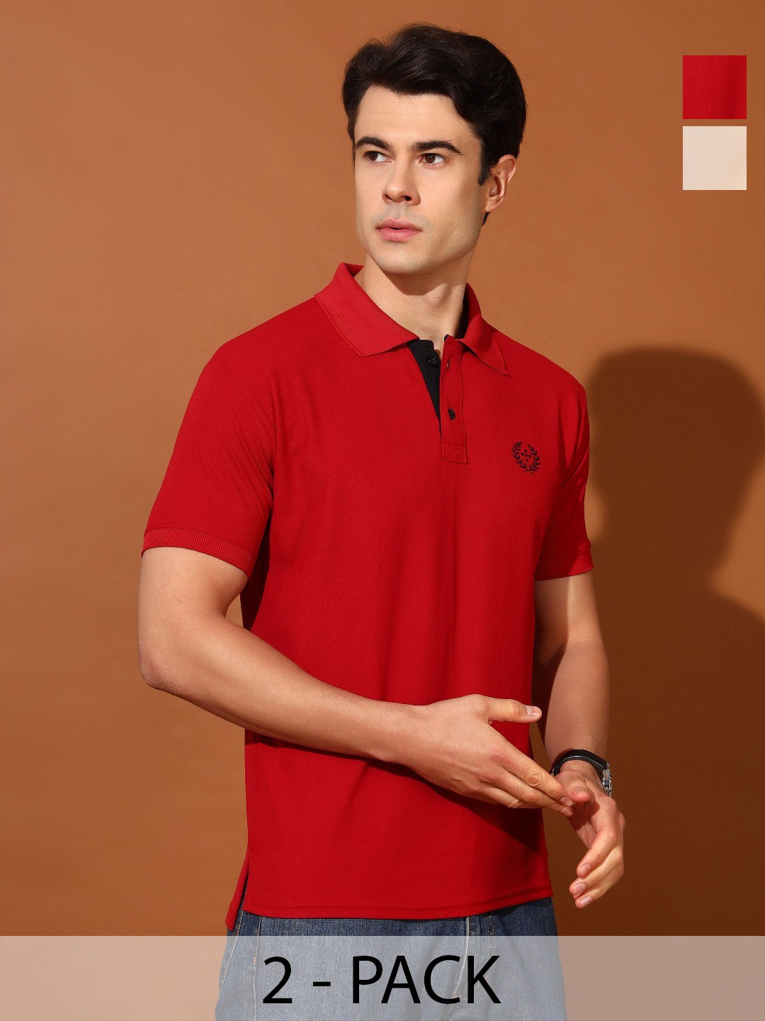 

Christy World Men 2 Polo Collar Applique T-shirt, Multi