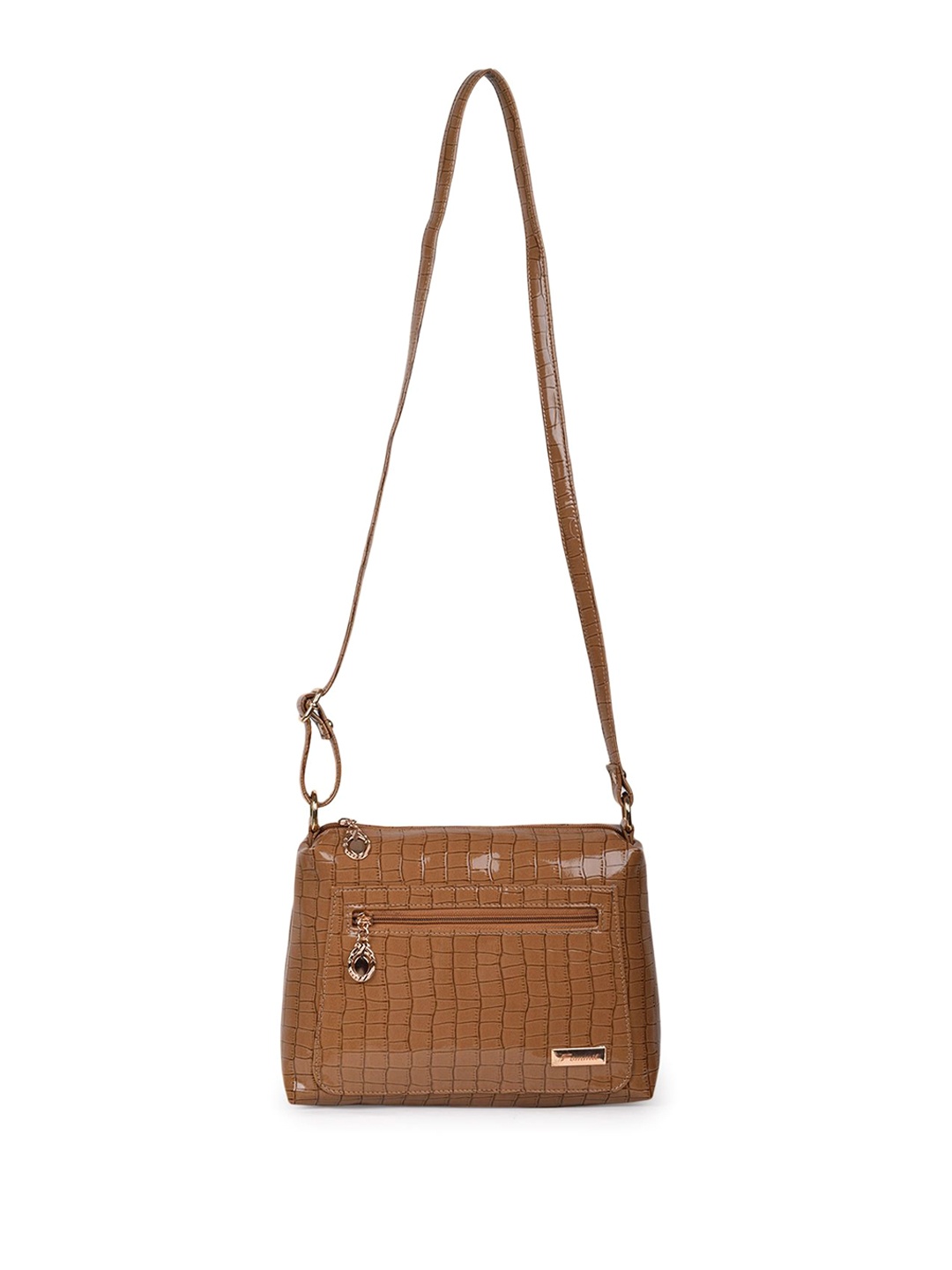 

FOMMIL Textured PU Sling Bag, Beige
