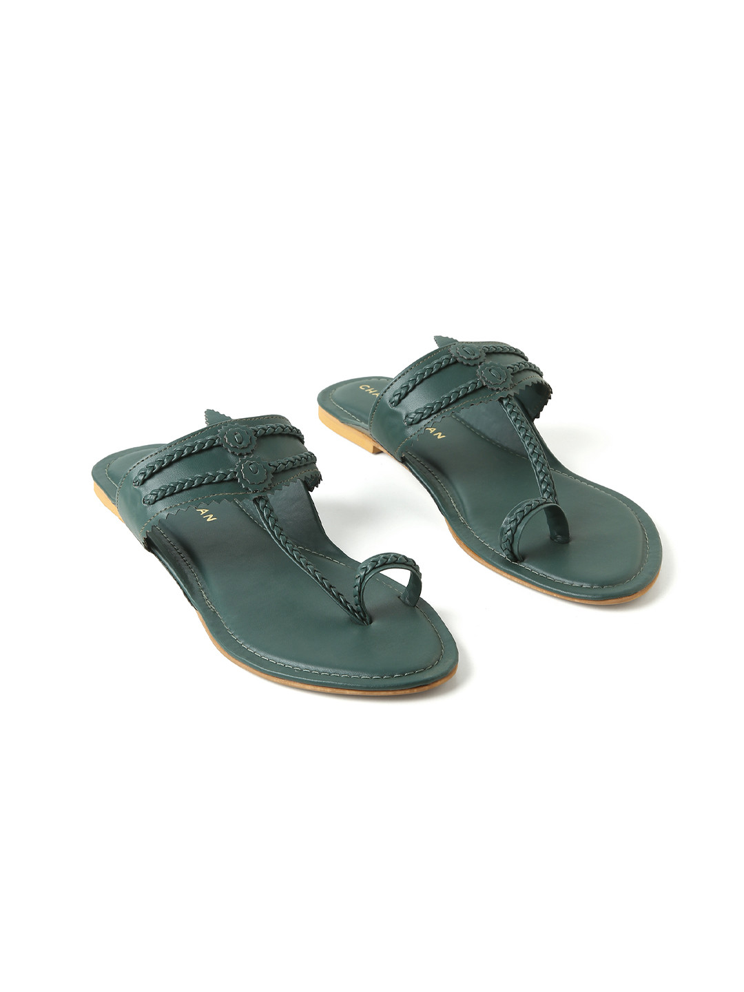 

CHAAL CHALAN Women One Toe Flats, Green