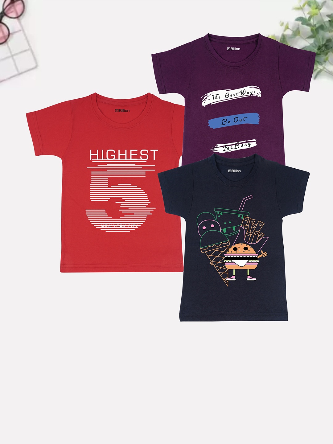 

Billion Boys 3 Printed Bio Finish Applique T-shirt, Multi