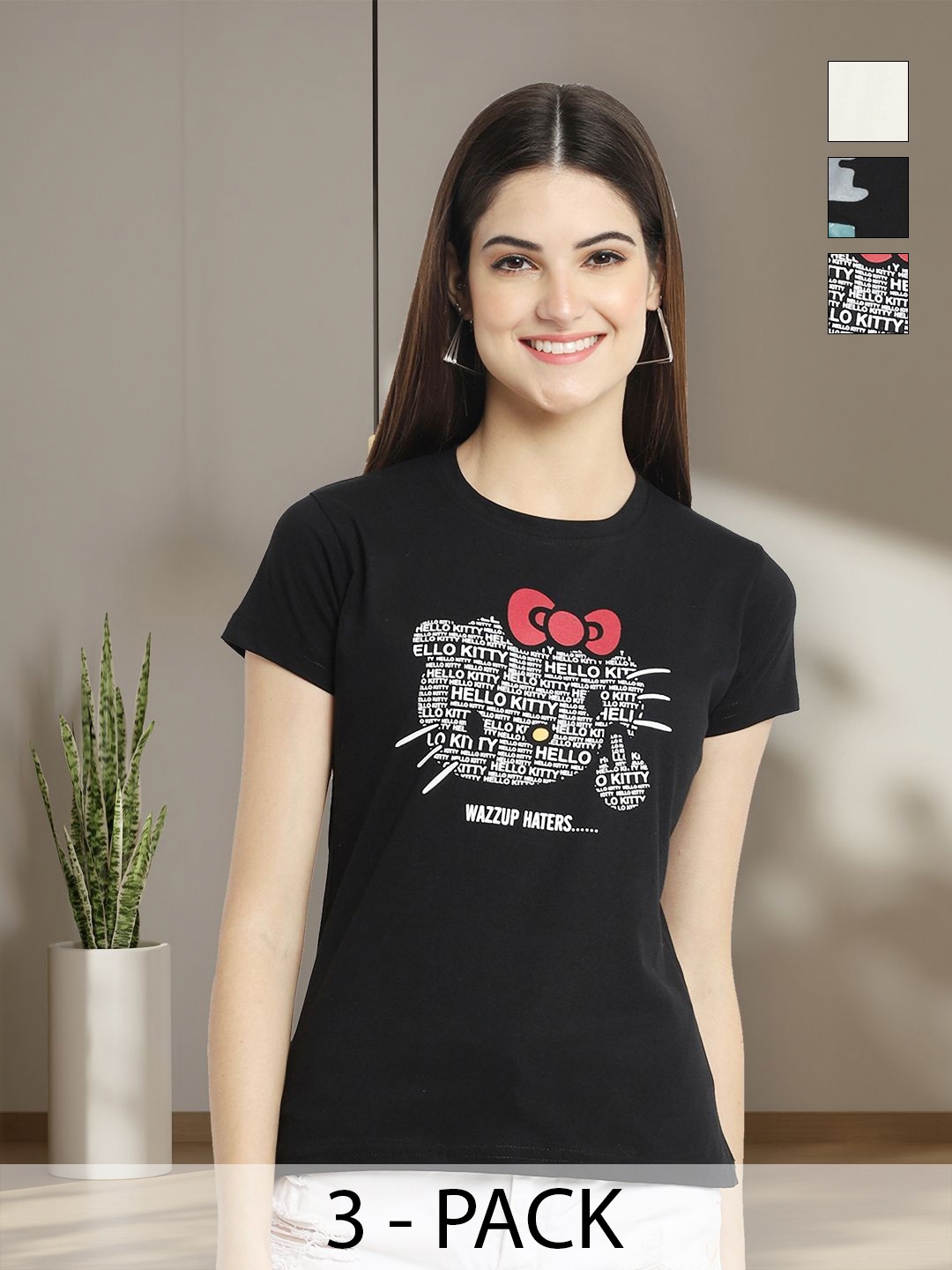 

Tromko Women Typography 3 Printed Applique T-shirt, Multi