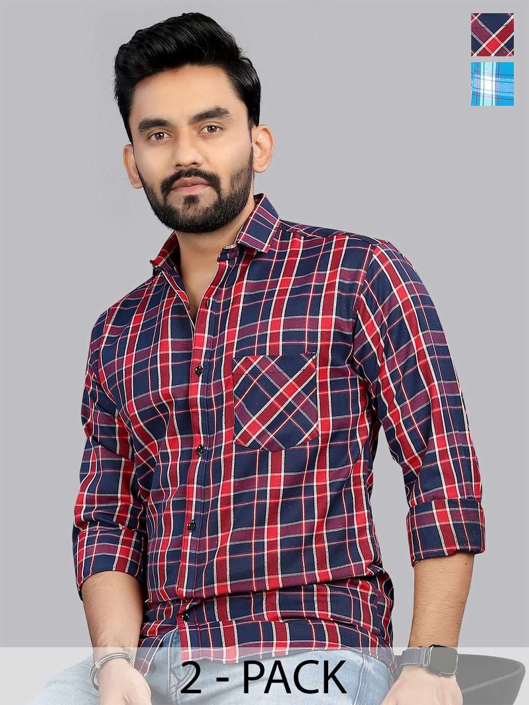 

Metronaut Men Classic Opaque Checked Casual Shirt, Multi