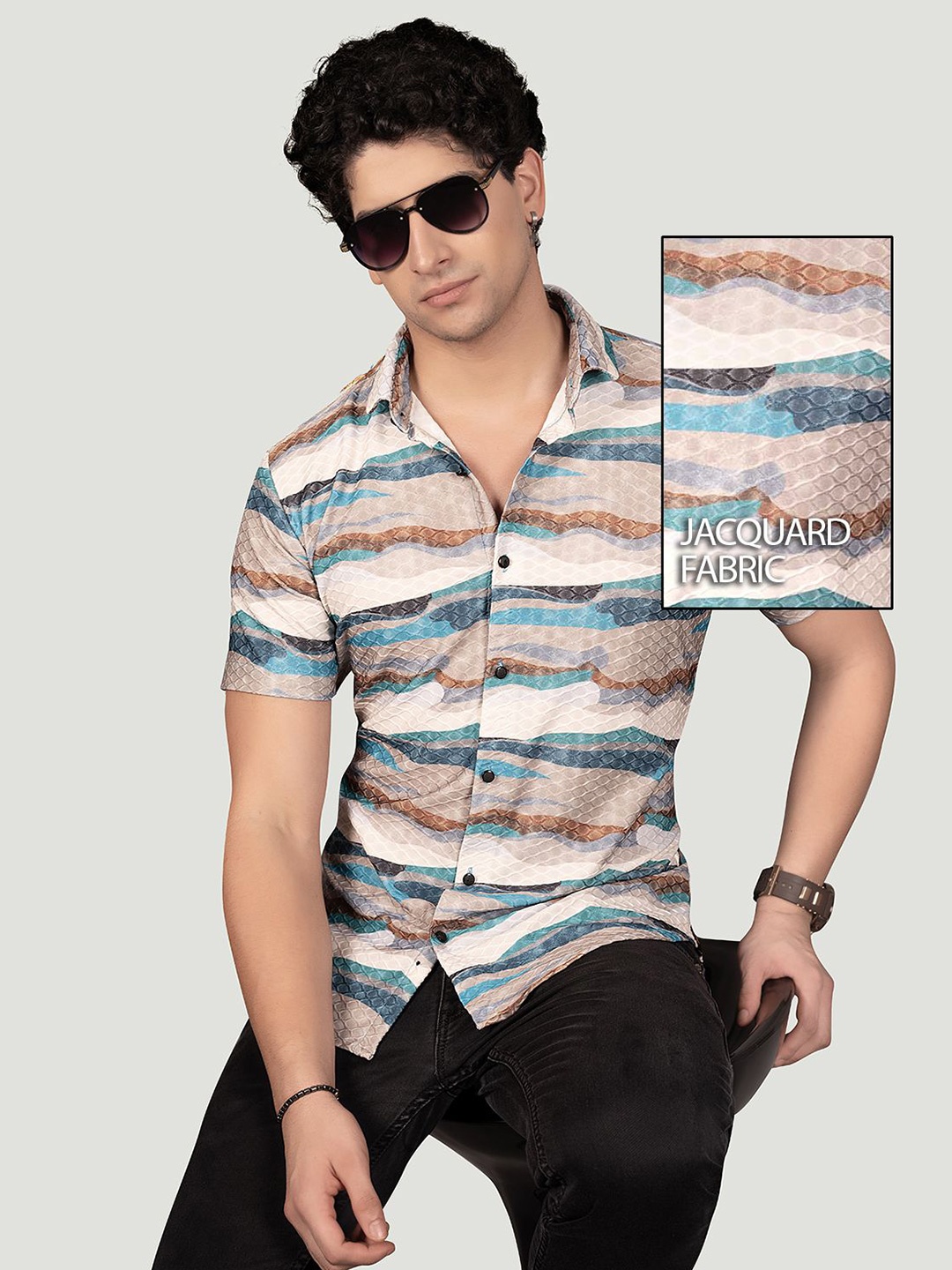 

ALMATY Men Comfort Slim Fit Opaque Printed Casual Shirt, Multi