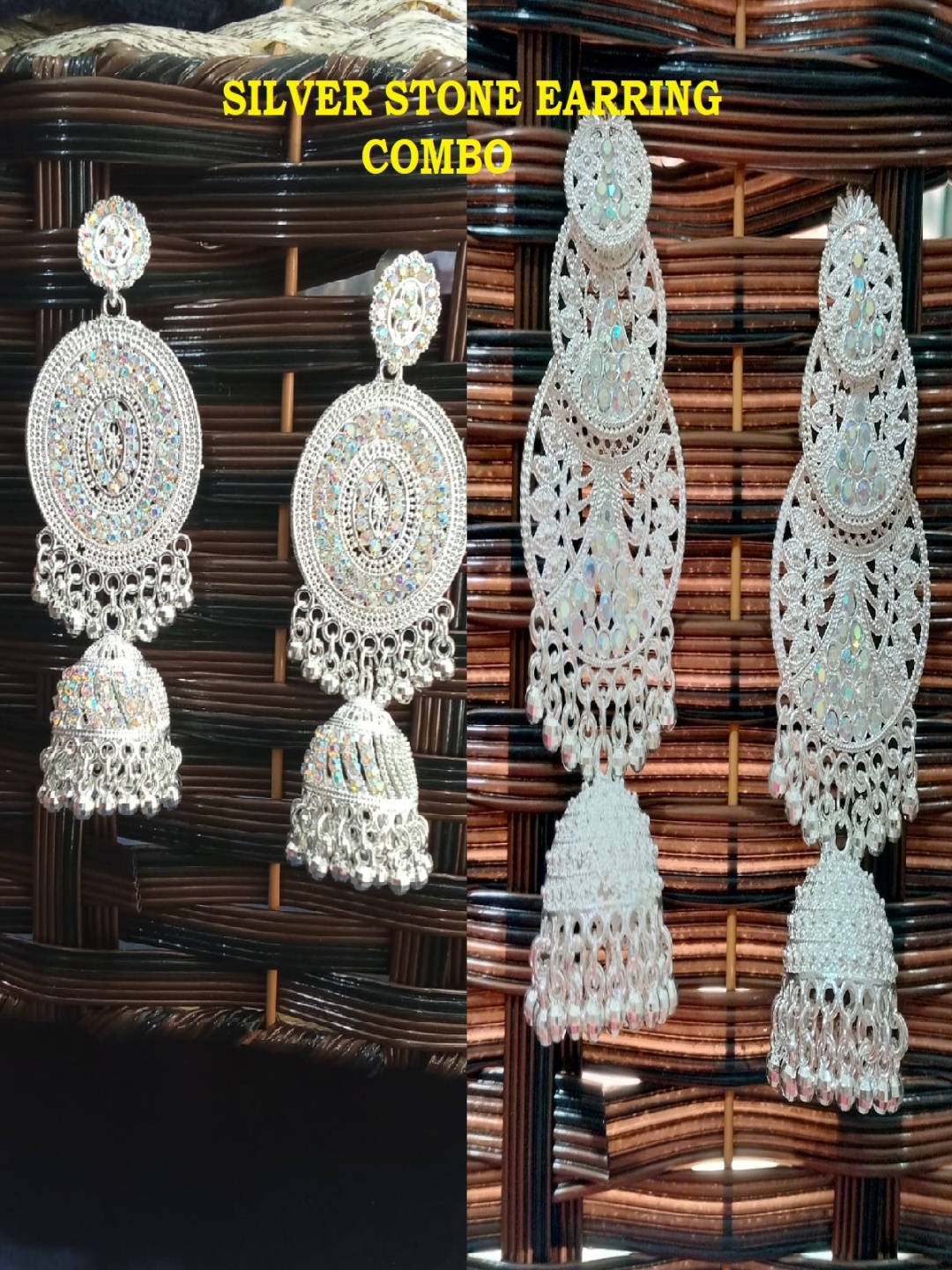 

JMBW INTERNATIONAL Silver-Plated Dome Shaped Antique Artificial Beads Jhumkas Earrings