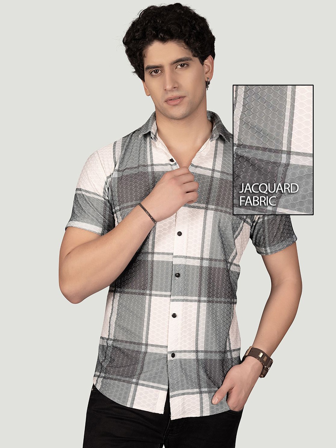 

ALMATY Men Comfort Slim Fit Tartan Checks Opaque Checked Casual Shirt, Green