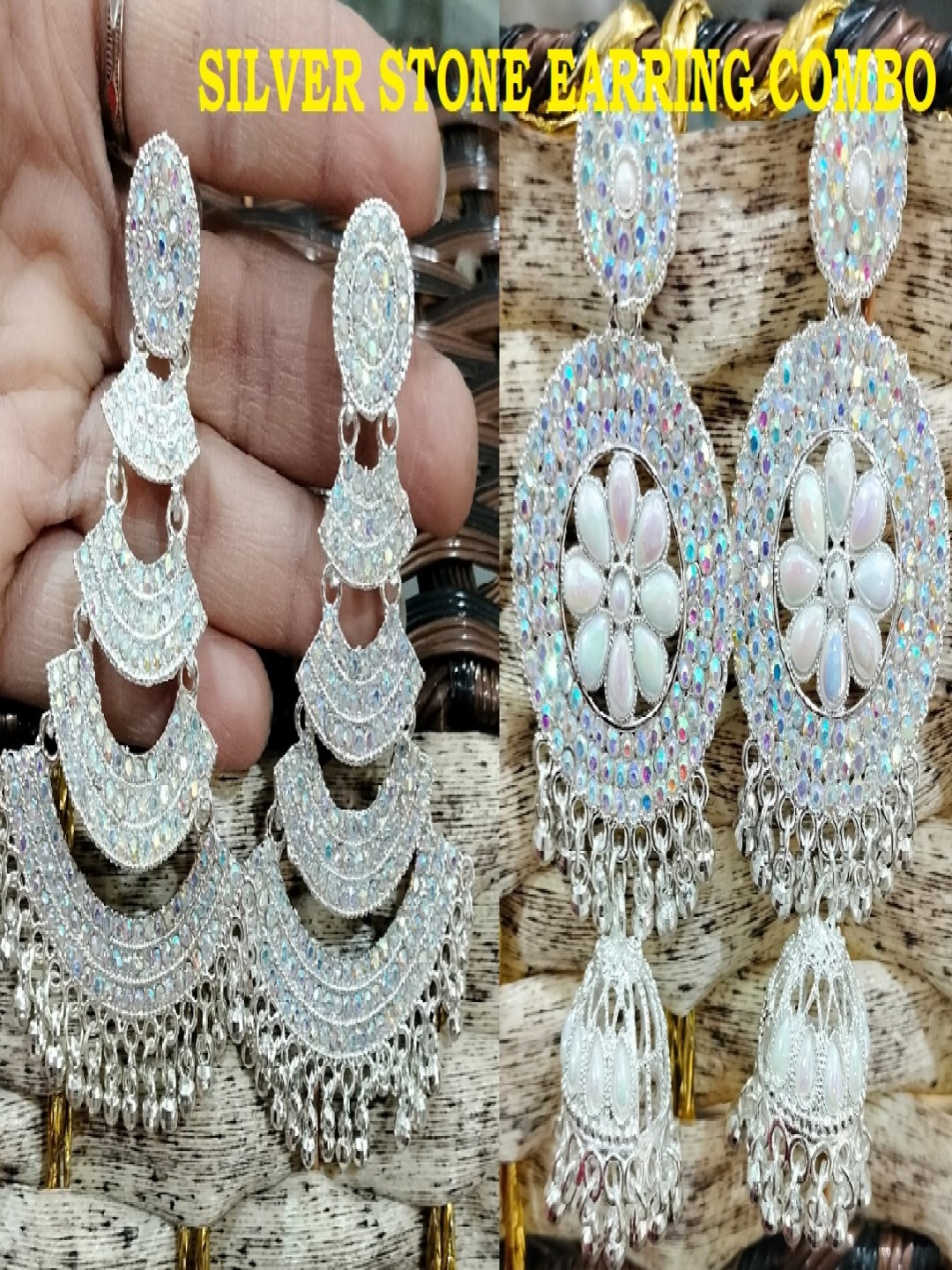 

JMBW INTERNATIONAL Silver-Plated Artificial Beads Beaded Jhumki Earrings