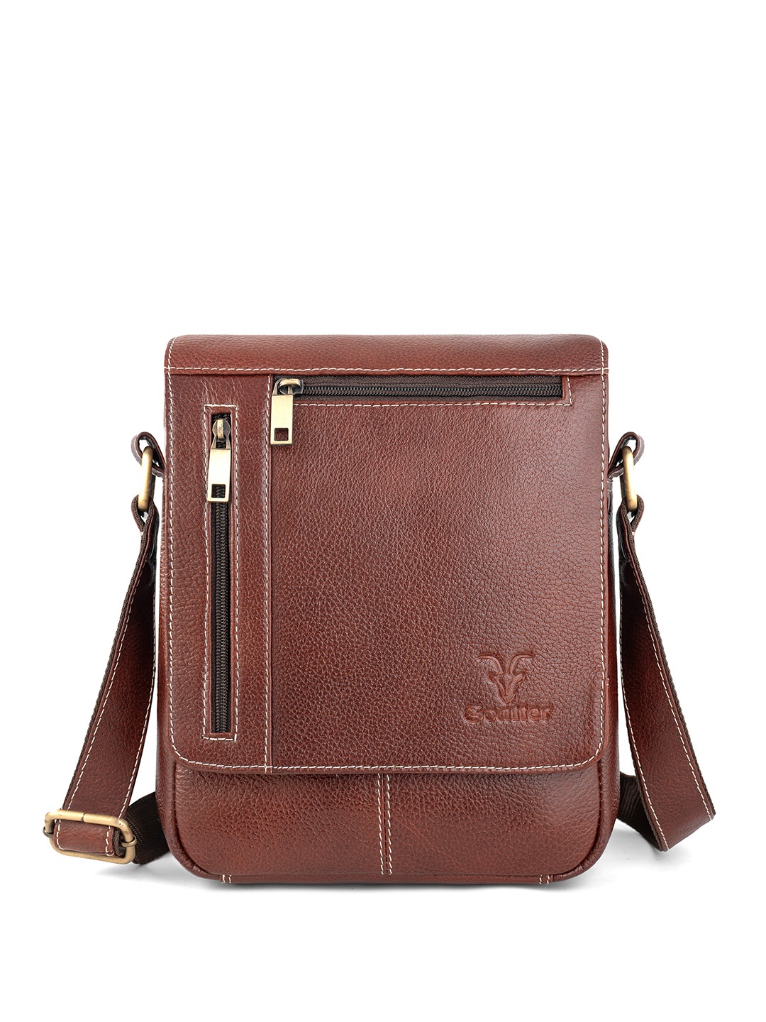 

Goatter Textured Leather Sling Bag, Brown