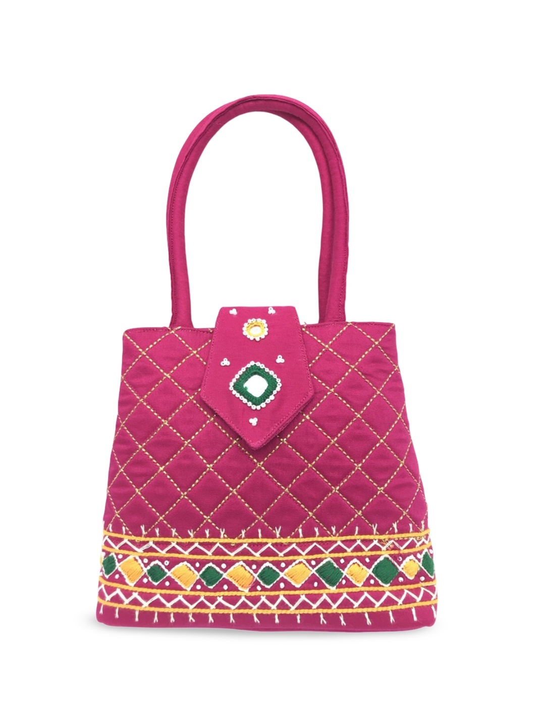 

SriShopify Handicrafts Embellished Shopper Handheld Bag, Pink