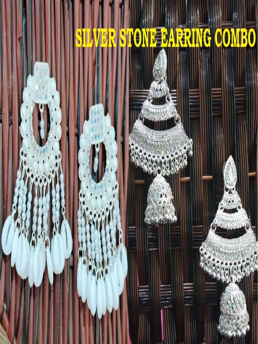 

JMBW INTERNATIONAL Silver-Plated Contemporary Chandelier Artificial Beads Chandbalis