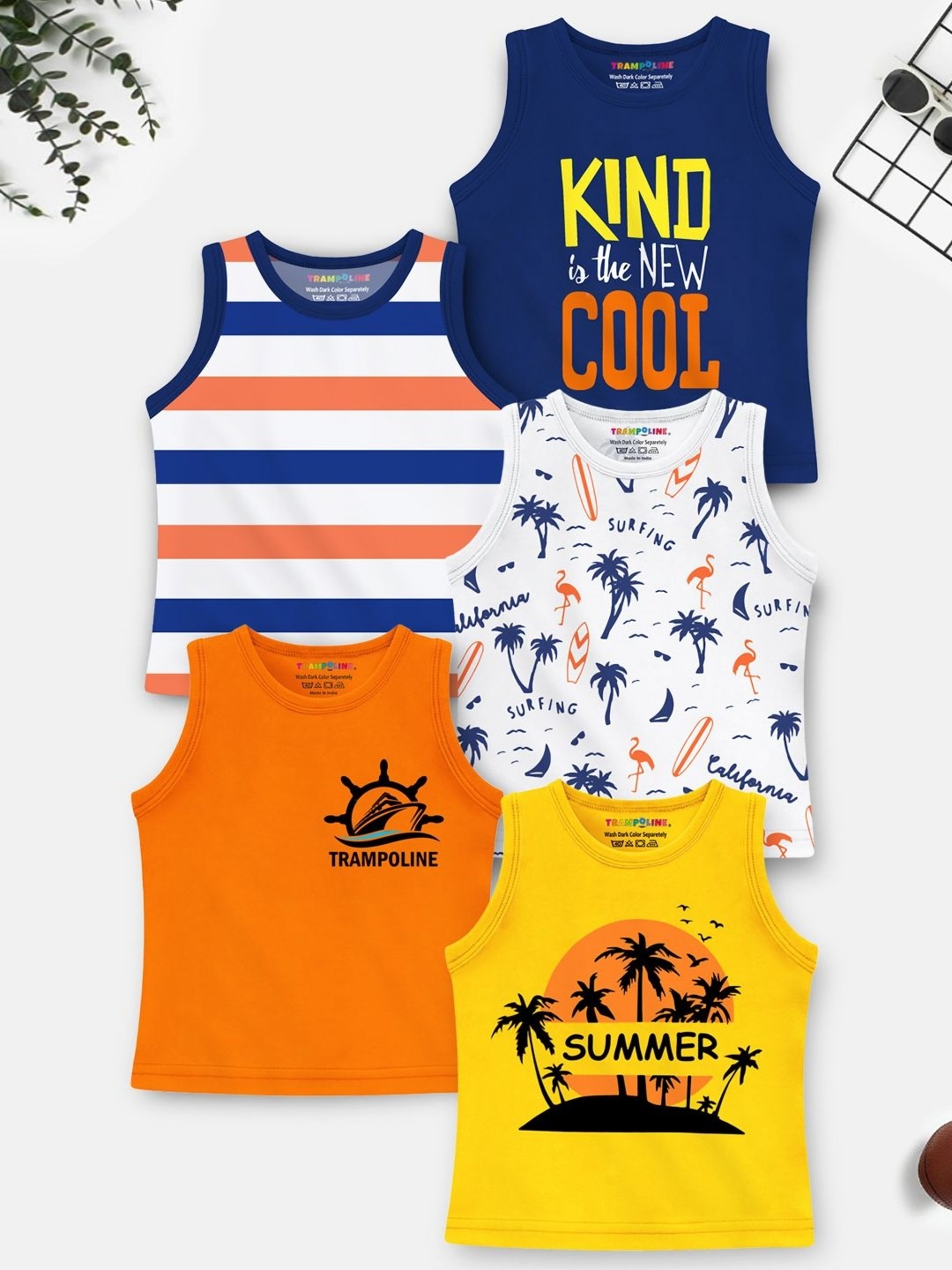 

YK X Trampoline Boys Typography 5 Printed Applique T-shirt, Multi