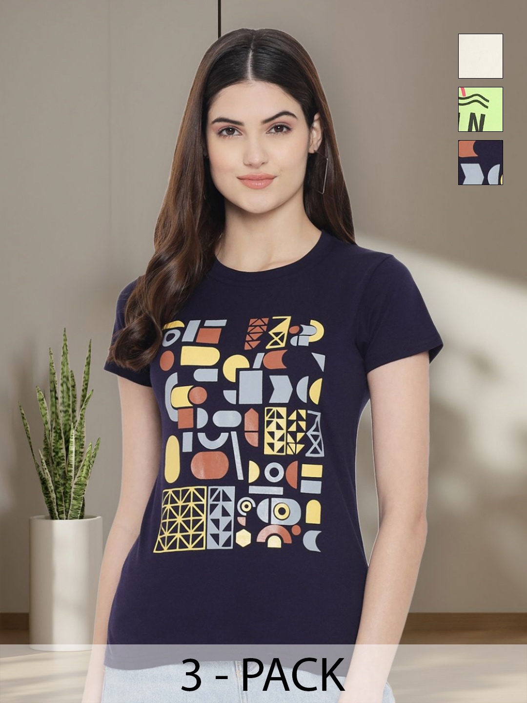 

Tromko Women Typography 3 Printed Applique T-shirt, Multi