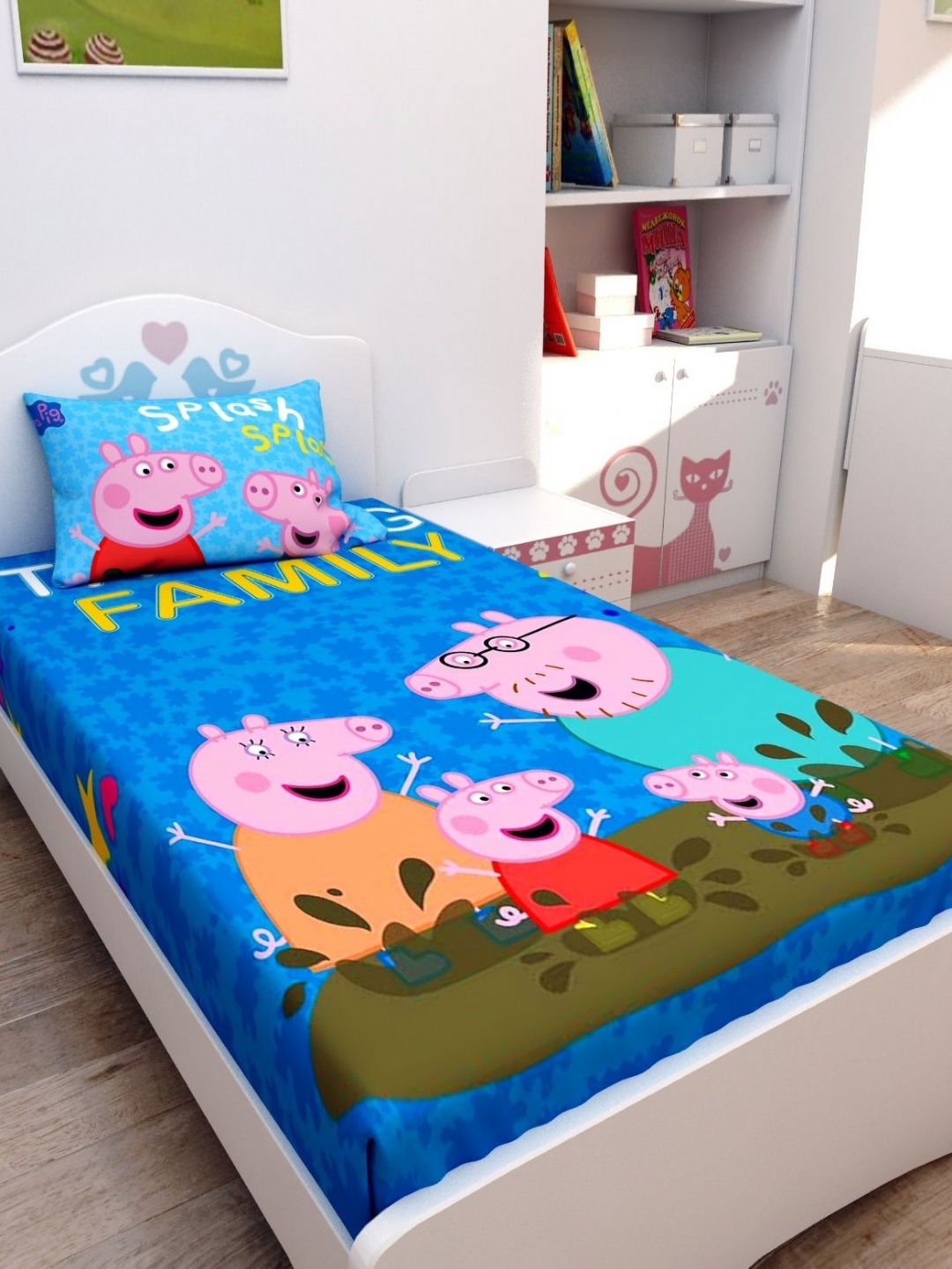 

Athom Living Blue & Pink Printed 180 TC Cotton Single Bedsheet Set 1.48 m x 2.23 m
