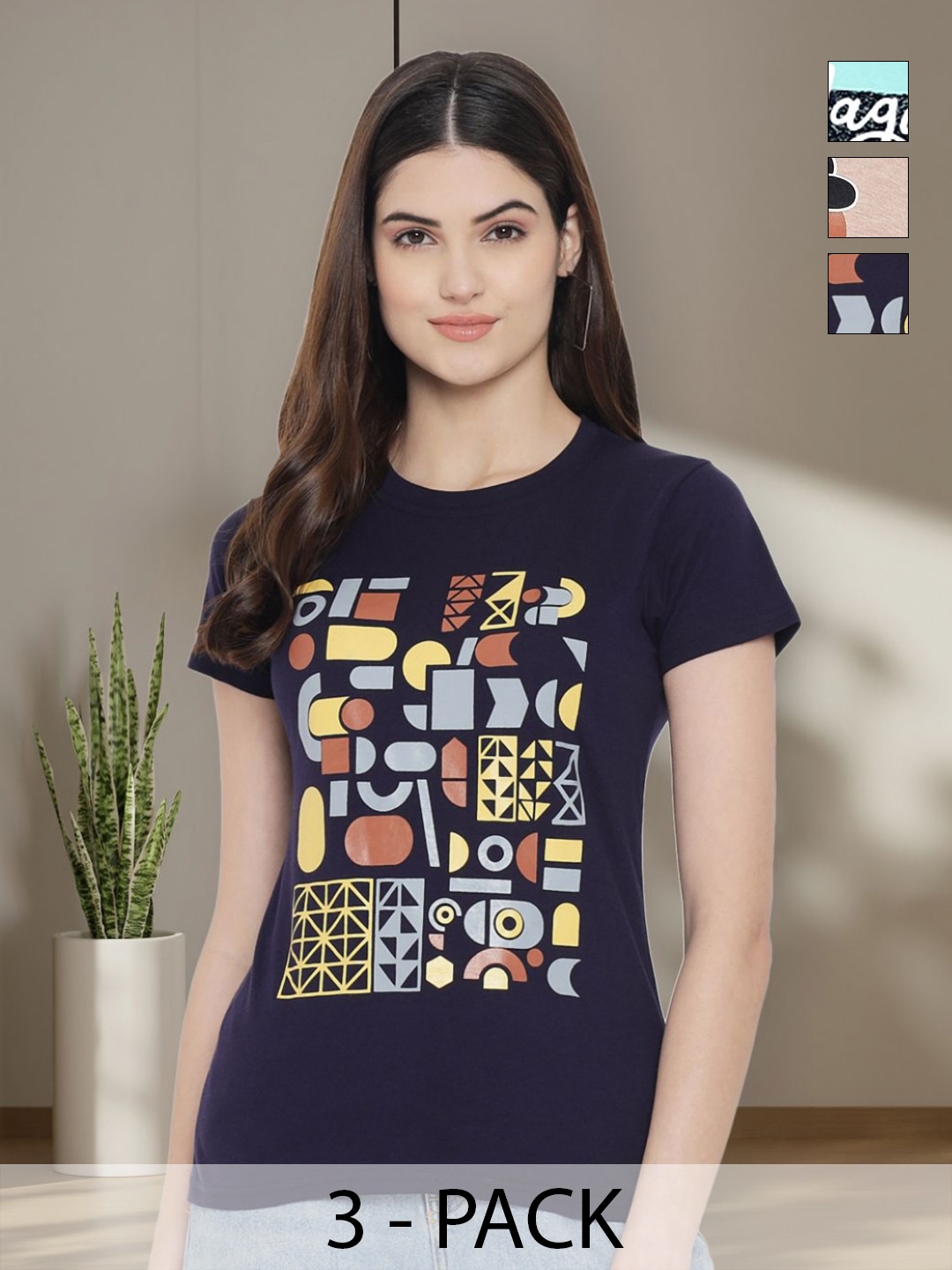 

Tromko Women Typography 3 Printed Applique T-shirt, Multi