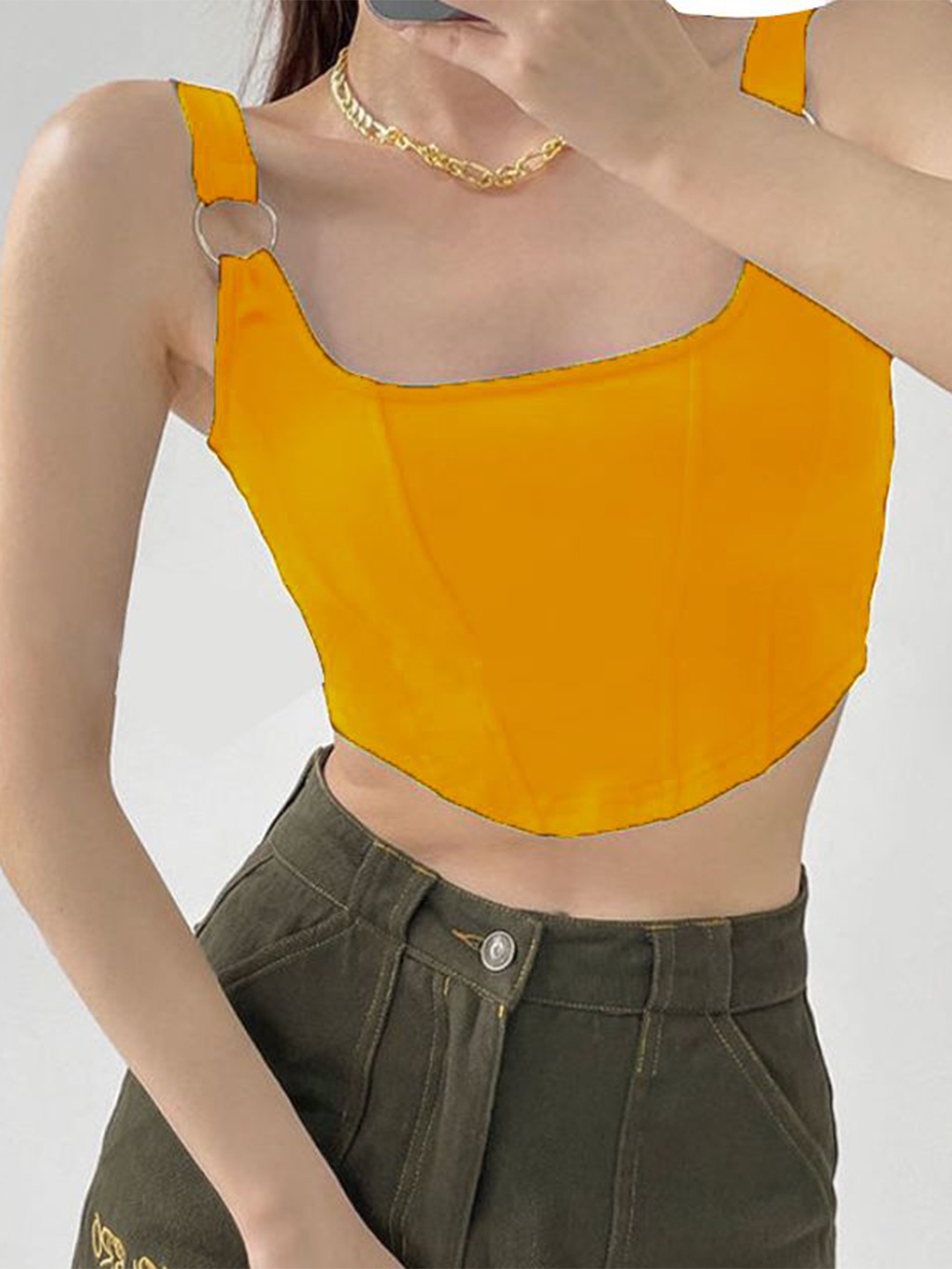 

Projas Sweetheart Neck Crop Top, Yellow