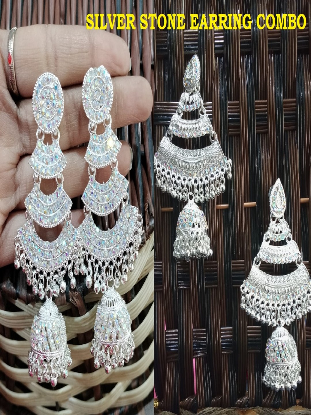 

JMBW INTERNATIONAL Silver-Plated Dome Shaped Antique Artificial Beads Jhumkas Earrings