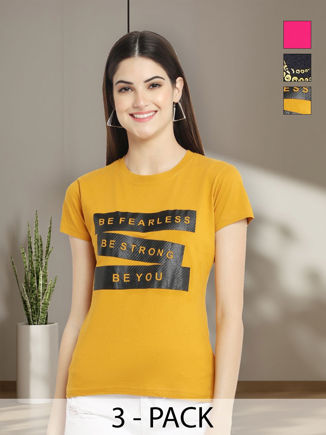 

Tromko Women Typography 3 Printed Applique T-shirt, Multi