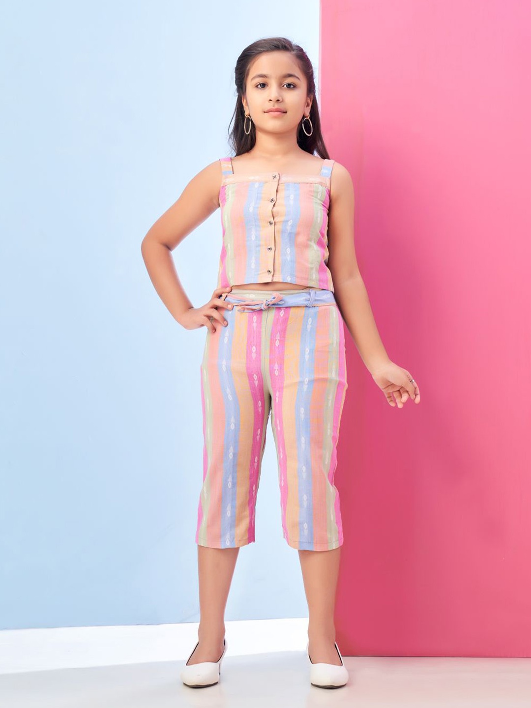 

BAESD Girls Striped Trousers, Pink