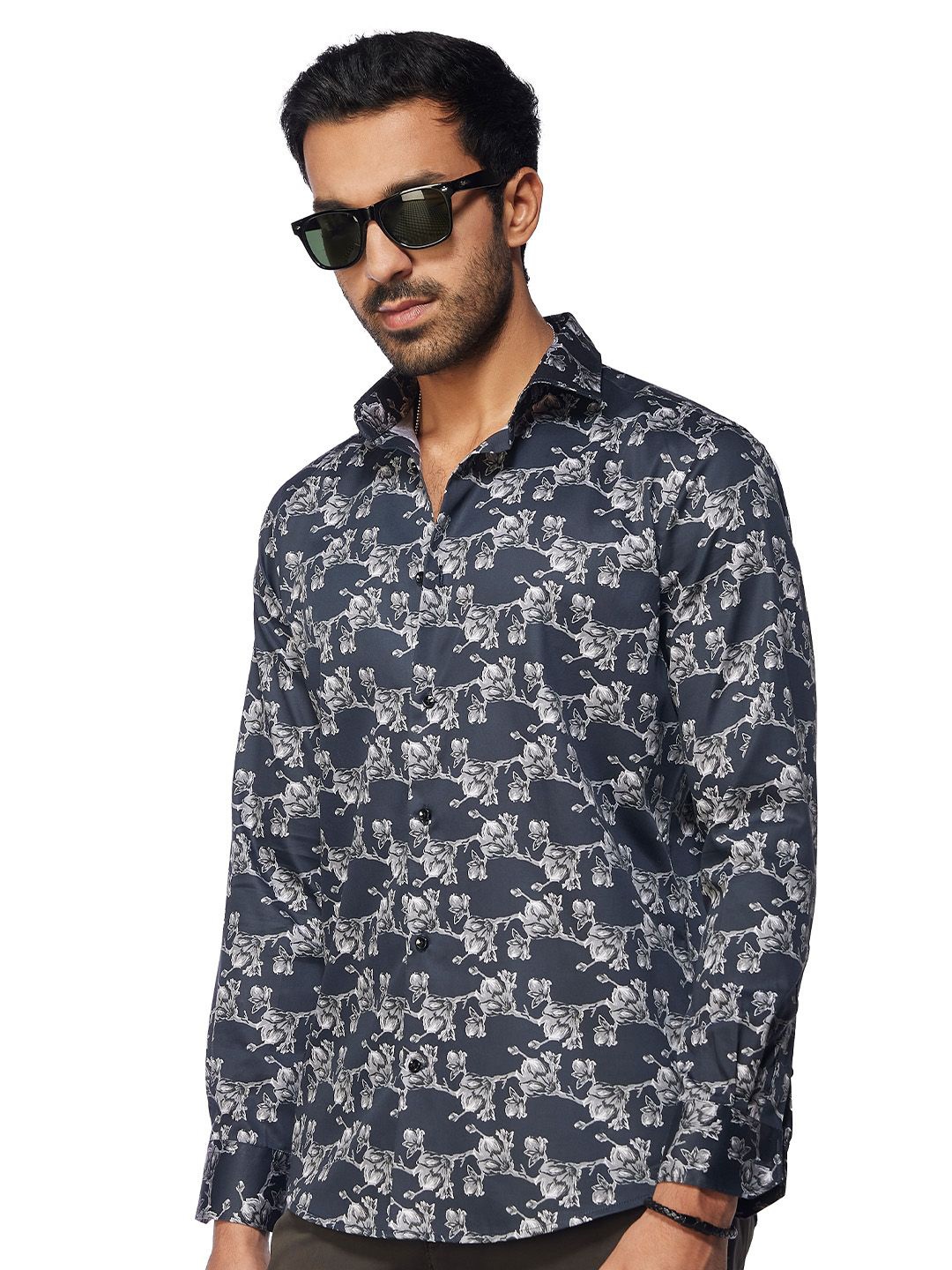 

Bombay Shirt Company Men Comfort Tailored Fit Floral Opaque Printed Casual Shirts, Black