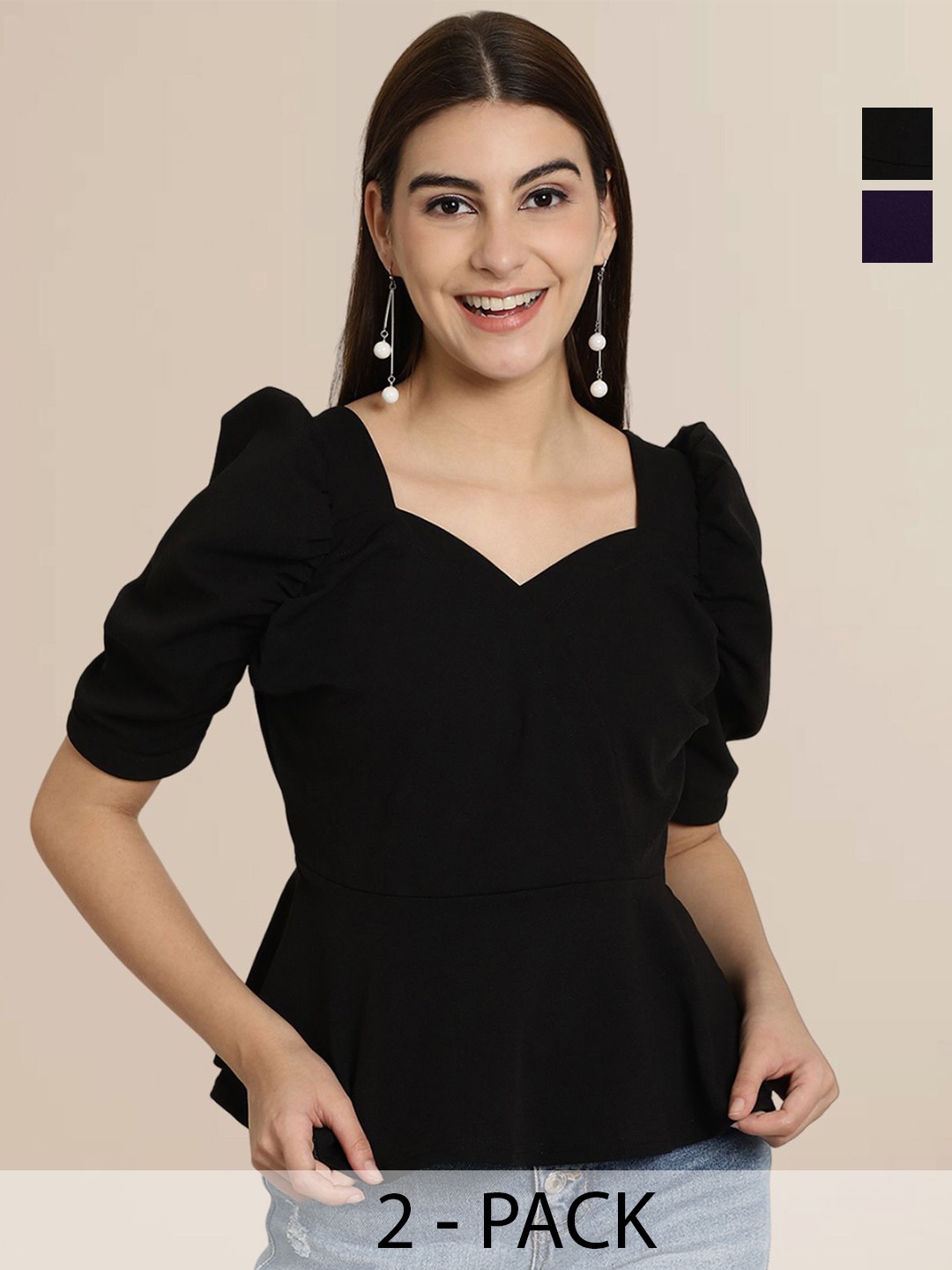 

Tromko Sweetheart Neck Puff Sleeve Top, Multi