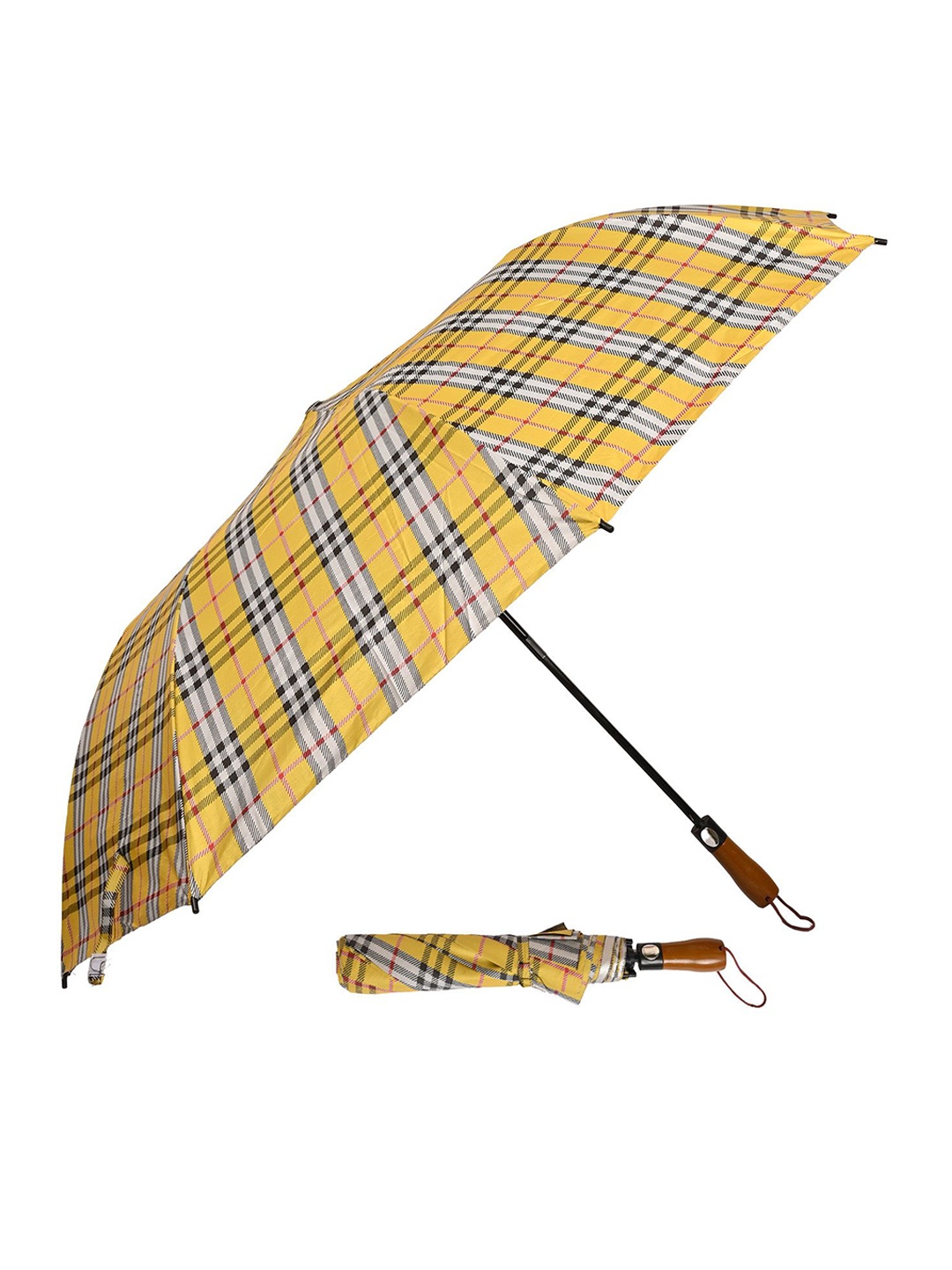 

LOOM LEGACY Semi-Automatic 2 Fold Checked Umbrellas, Mustard