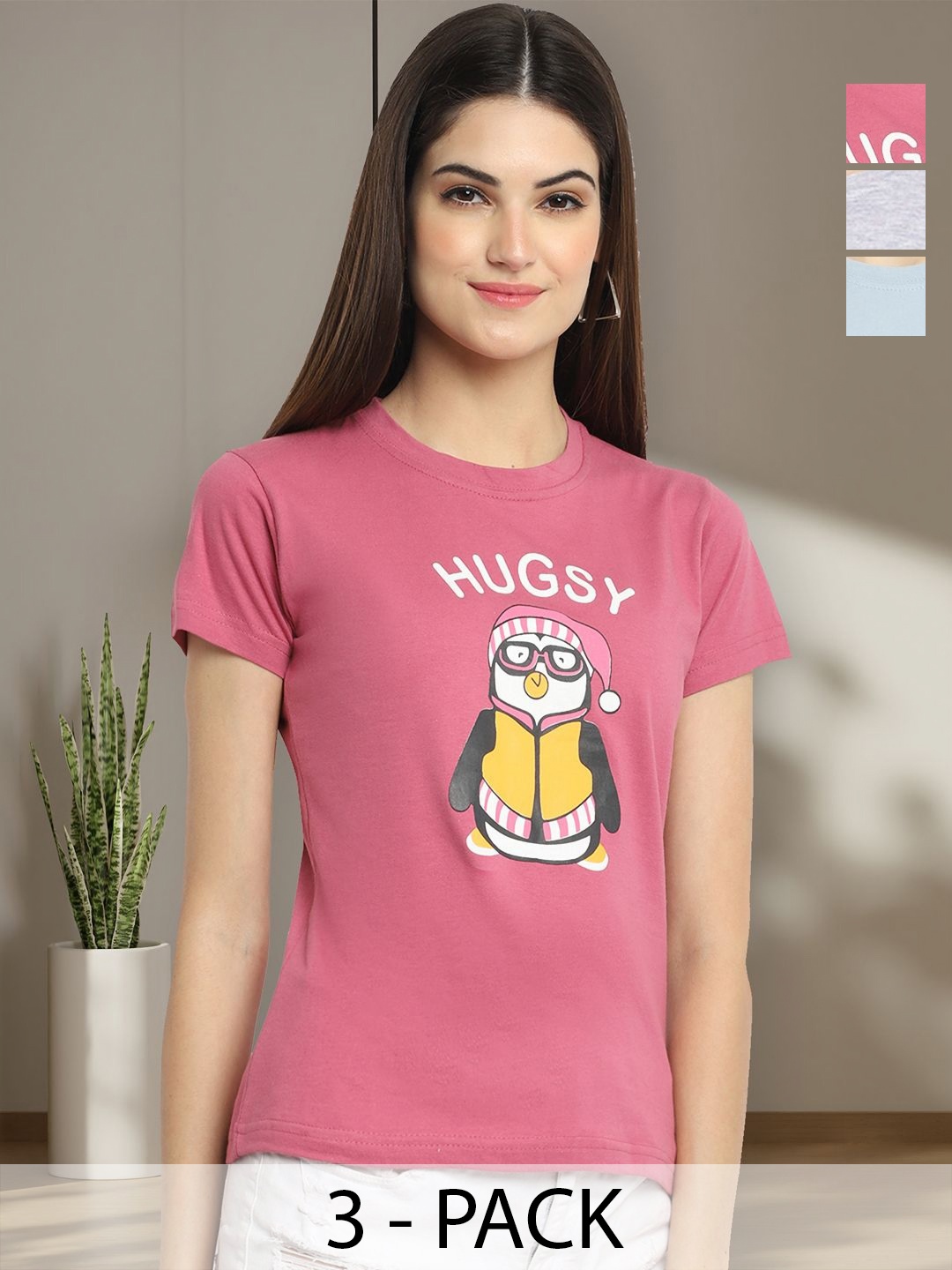 

Tromko Women Typography 3 Printed Applique T-shirt, Multi