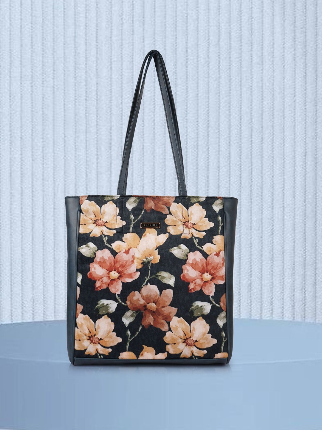 

SPOTIC Floral Shopper Tote Bag with Tasselled, Blue