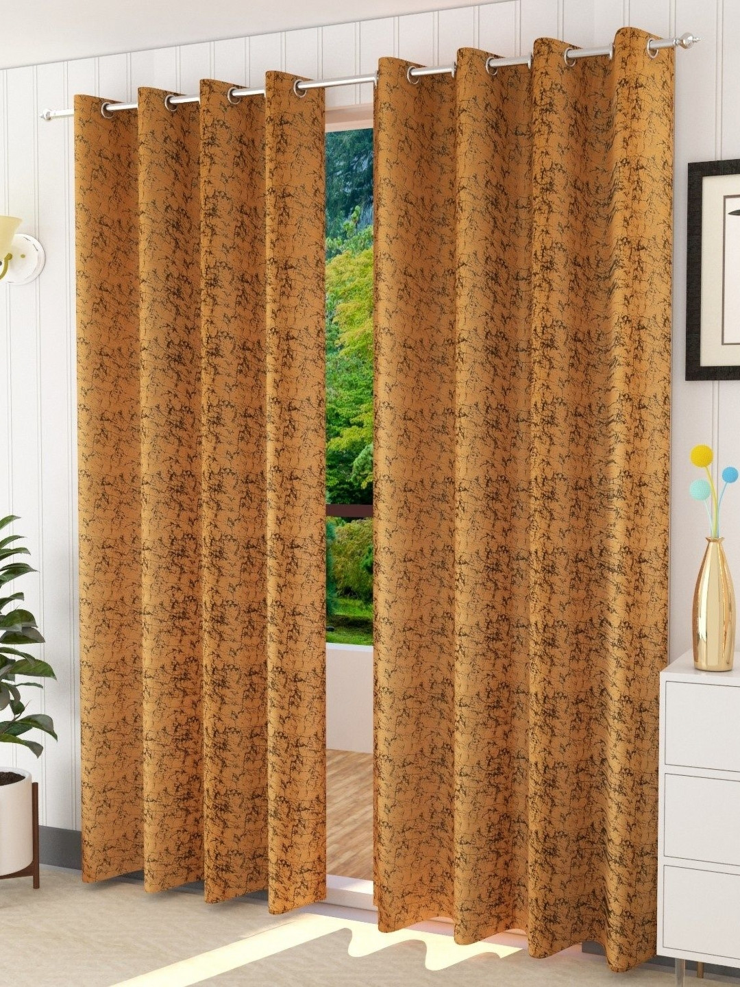 

Galaxy Home Decor Beige Set of 2 Room Darkening Long Door Curtain