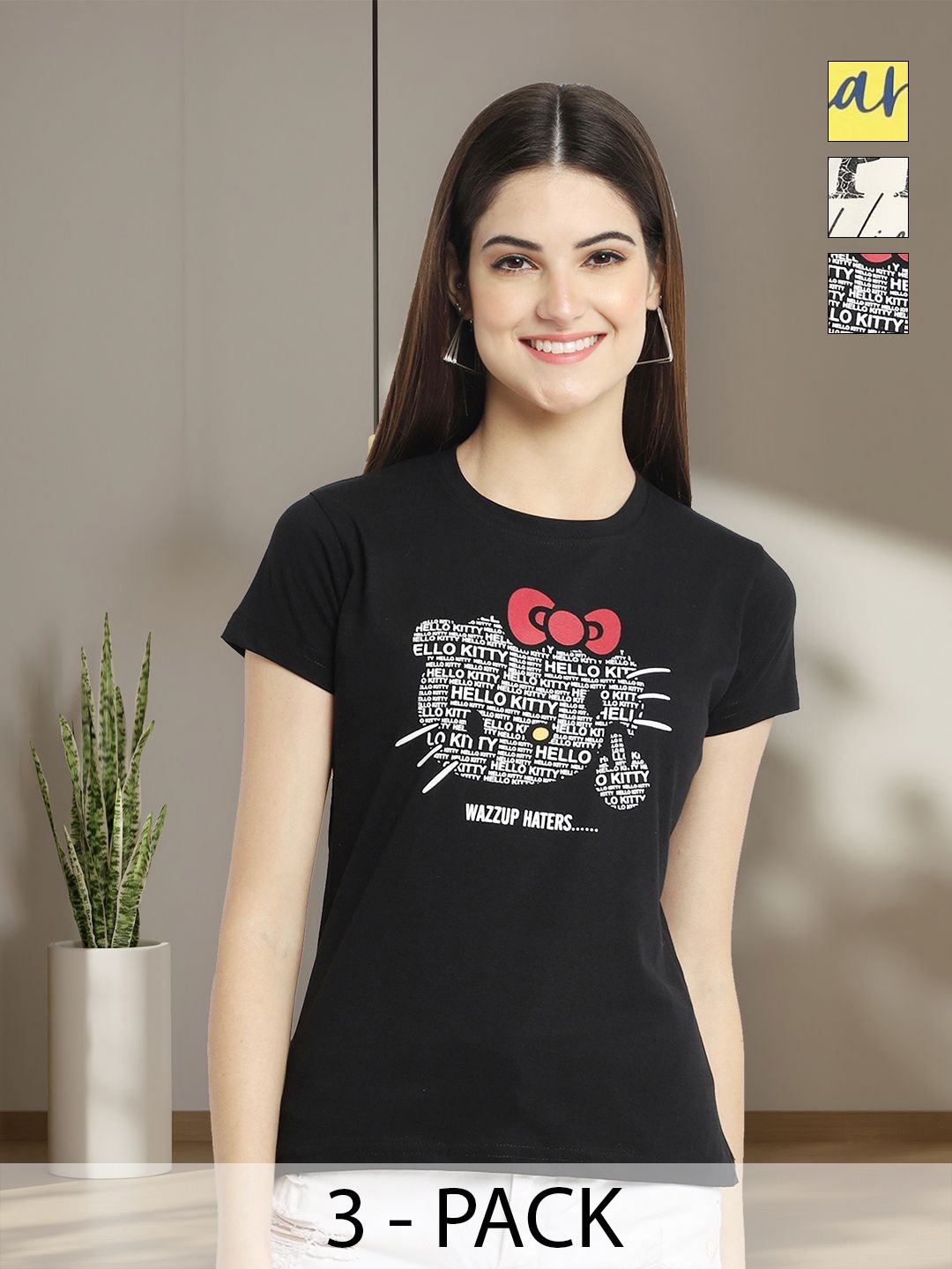 

Tromko Women Typography 3 Printed Applique T-shirt, Multi