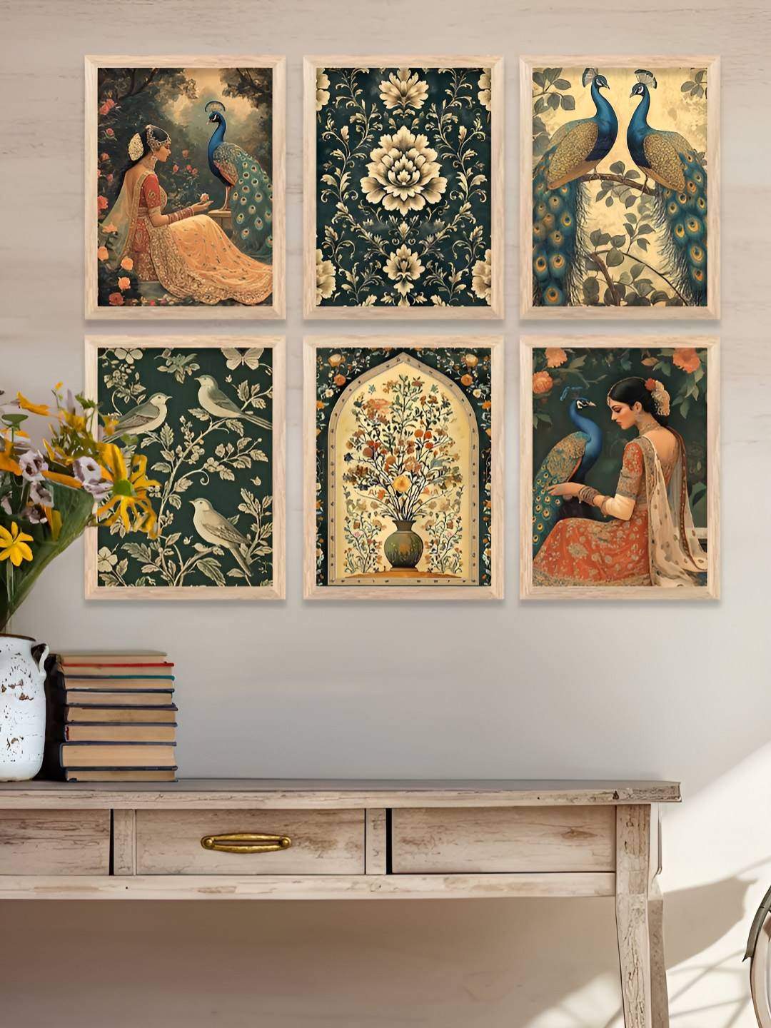 

WALLLANE Brown & Green 6 and more Piece Wood Abstract Wall Paintings